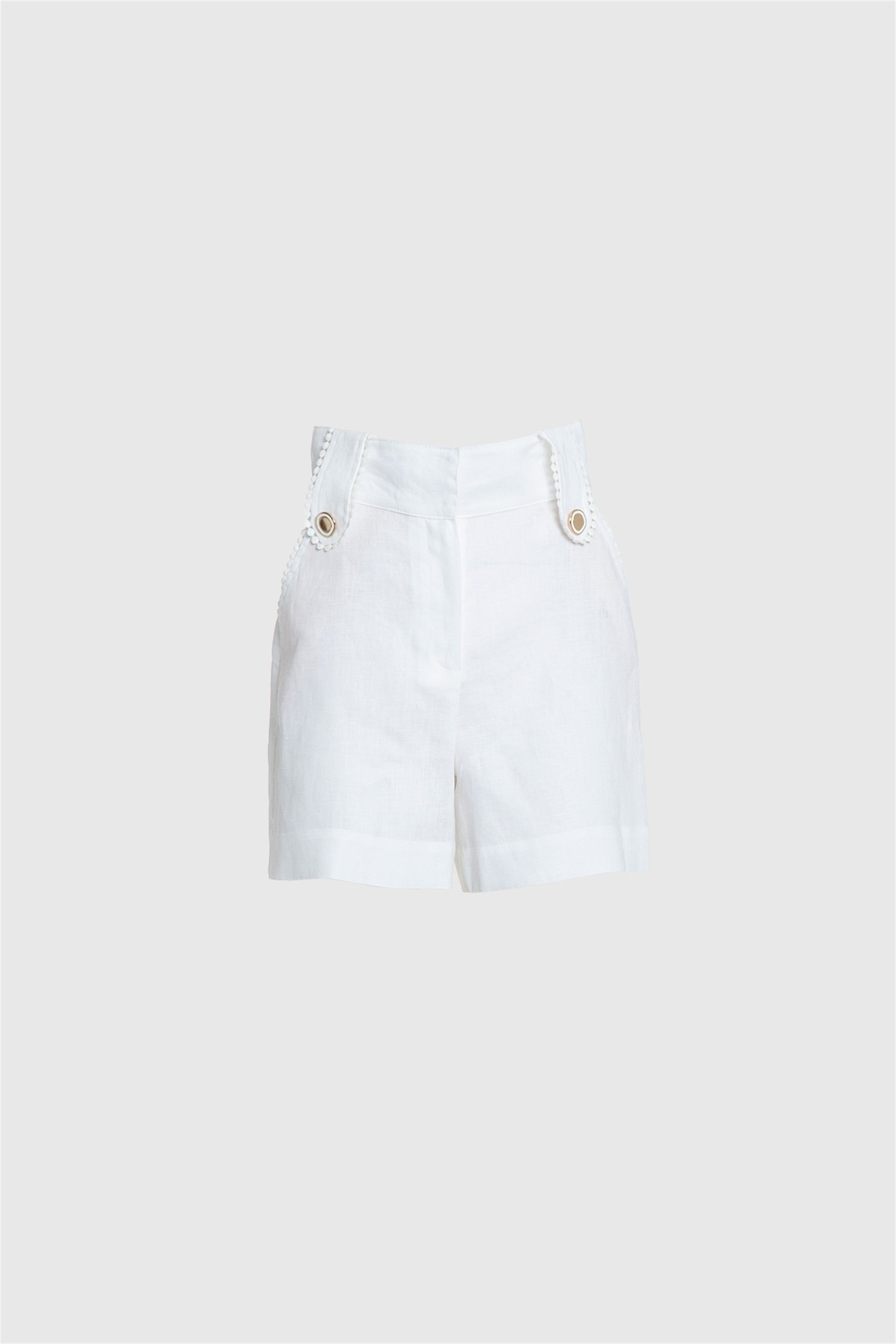 Dantel Detaylı Kırık Beyaz Şort