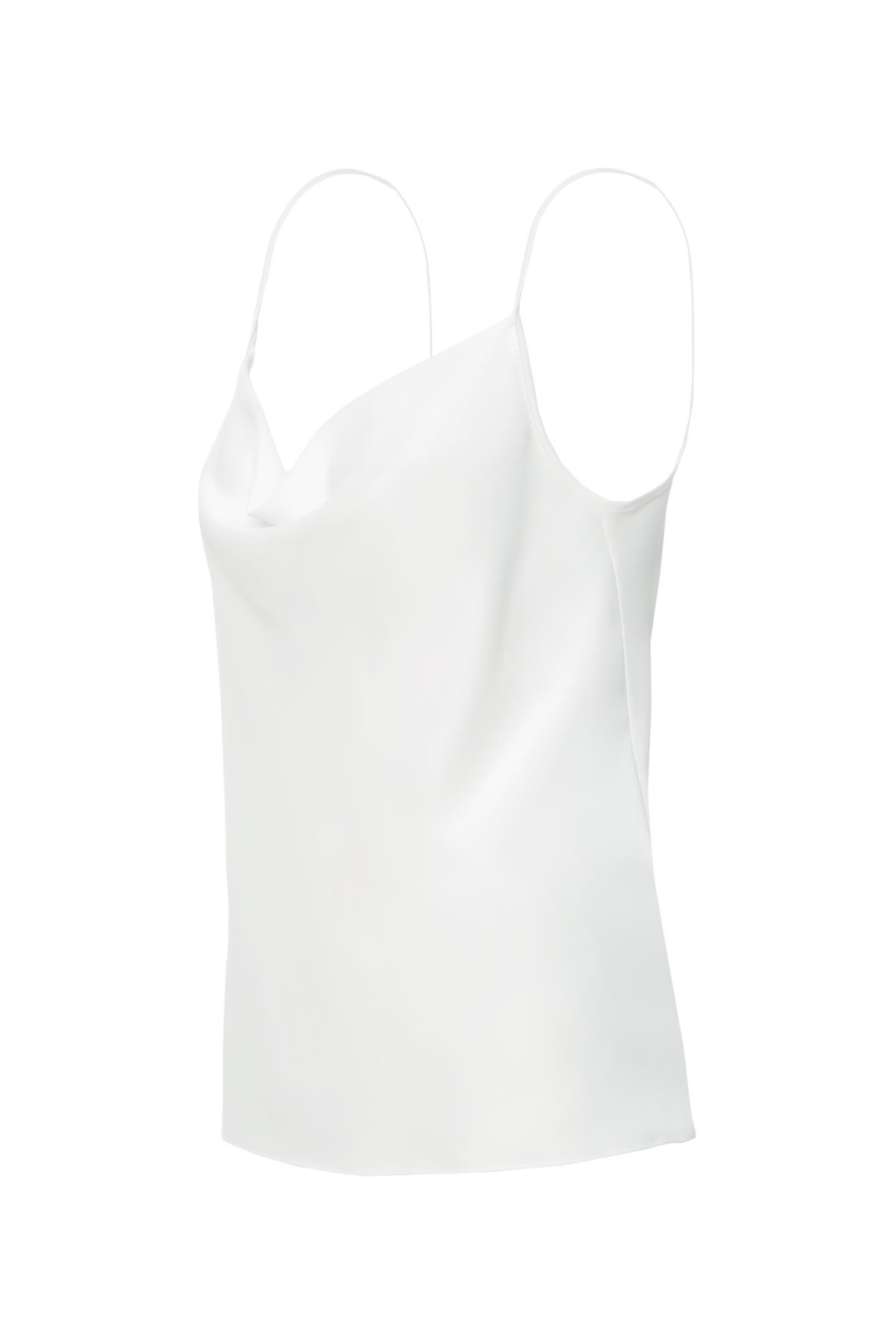 Degaje Yakalı Askılı Ekru Bluz