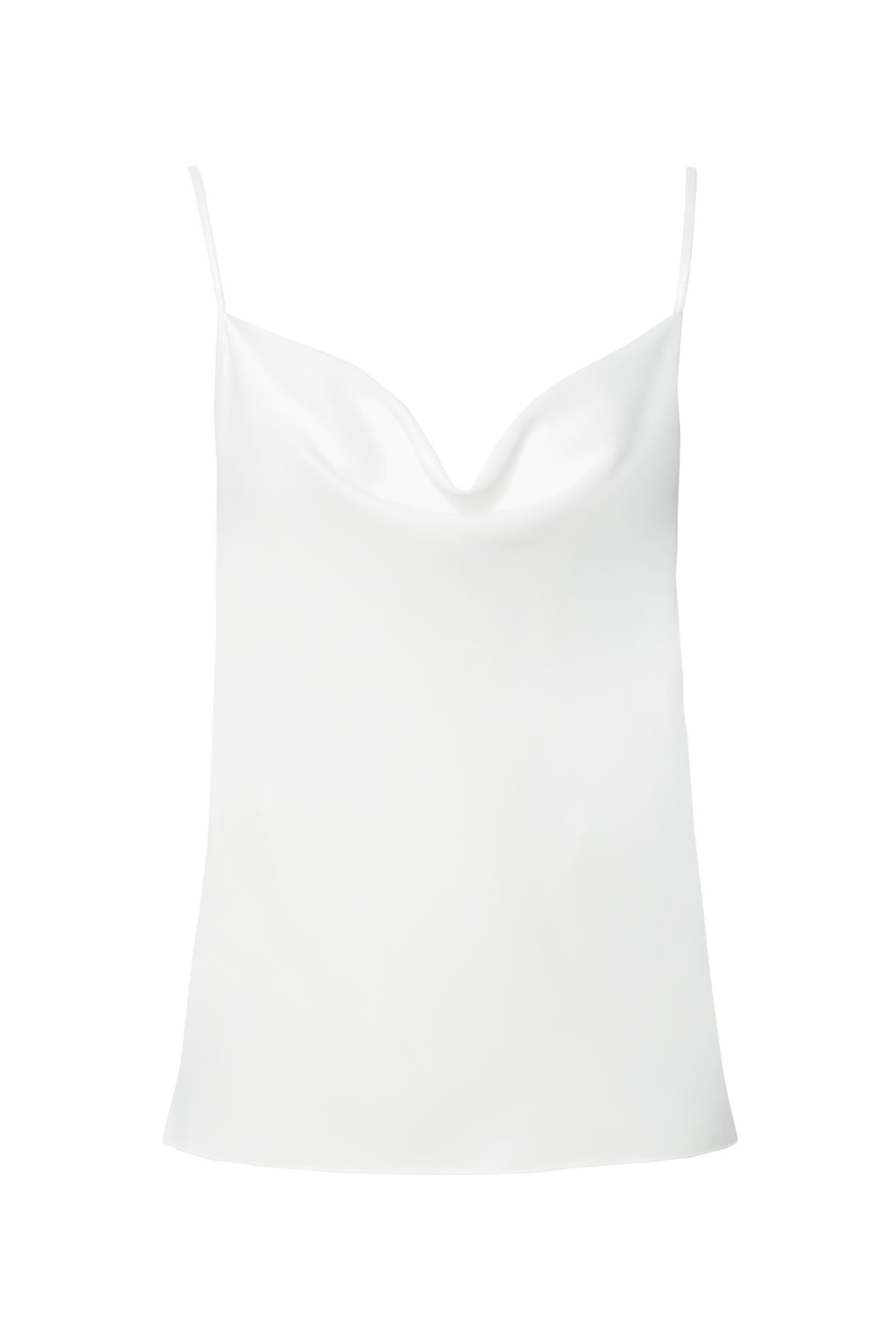 Degaje Yakalı Askılı Ekru Bluz