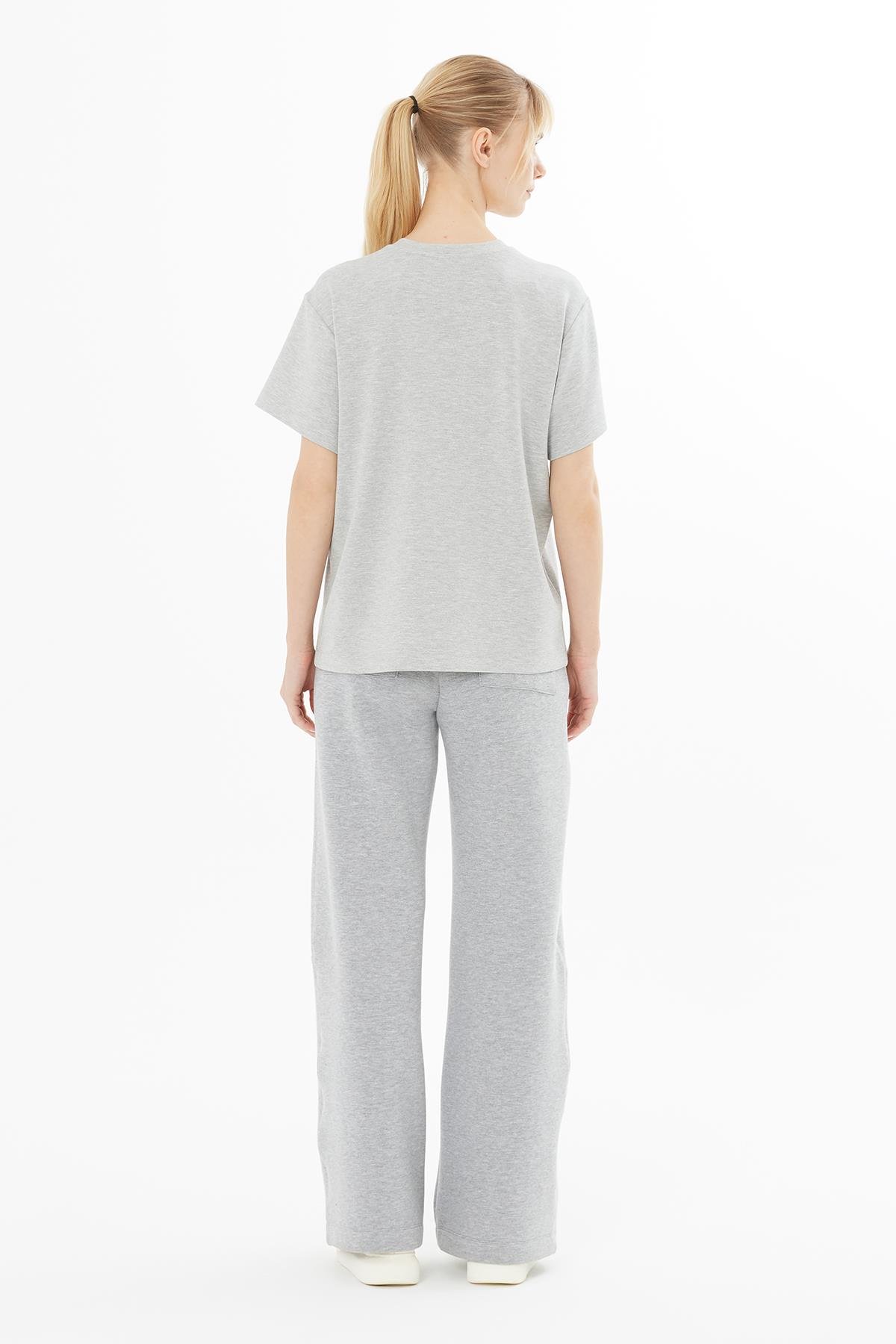 Basic Grey T-Shirt with Decorative Pockets