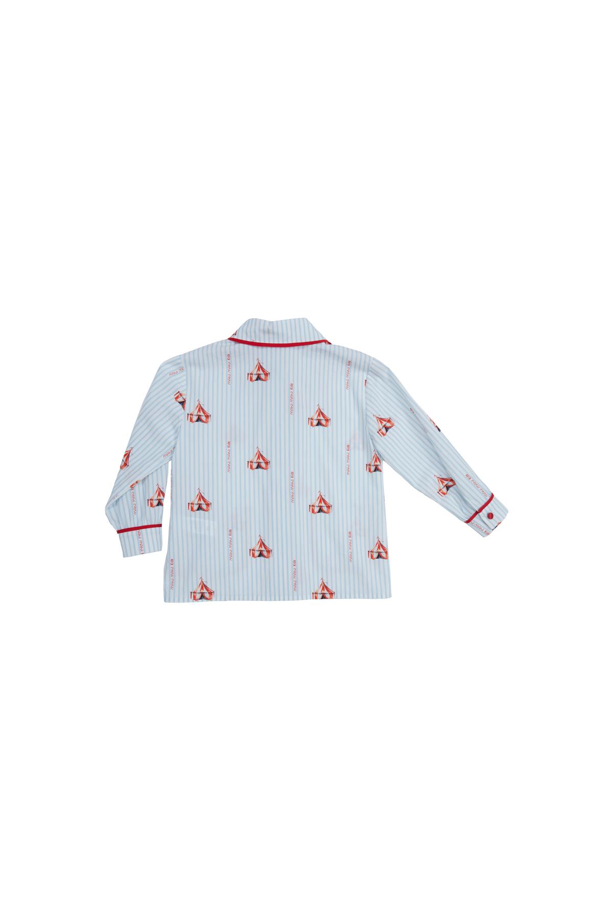 Desenli Önü Cepli Pijama Üstü