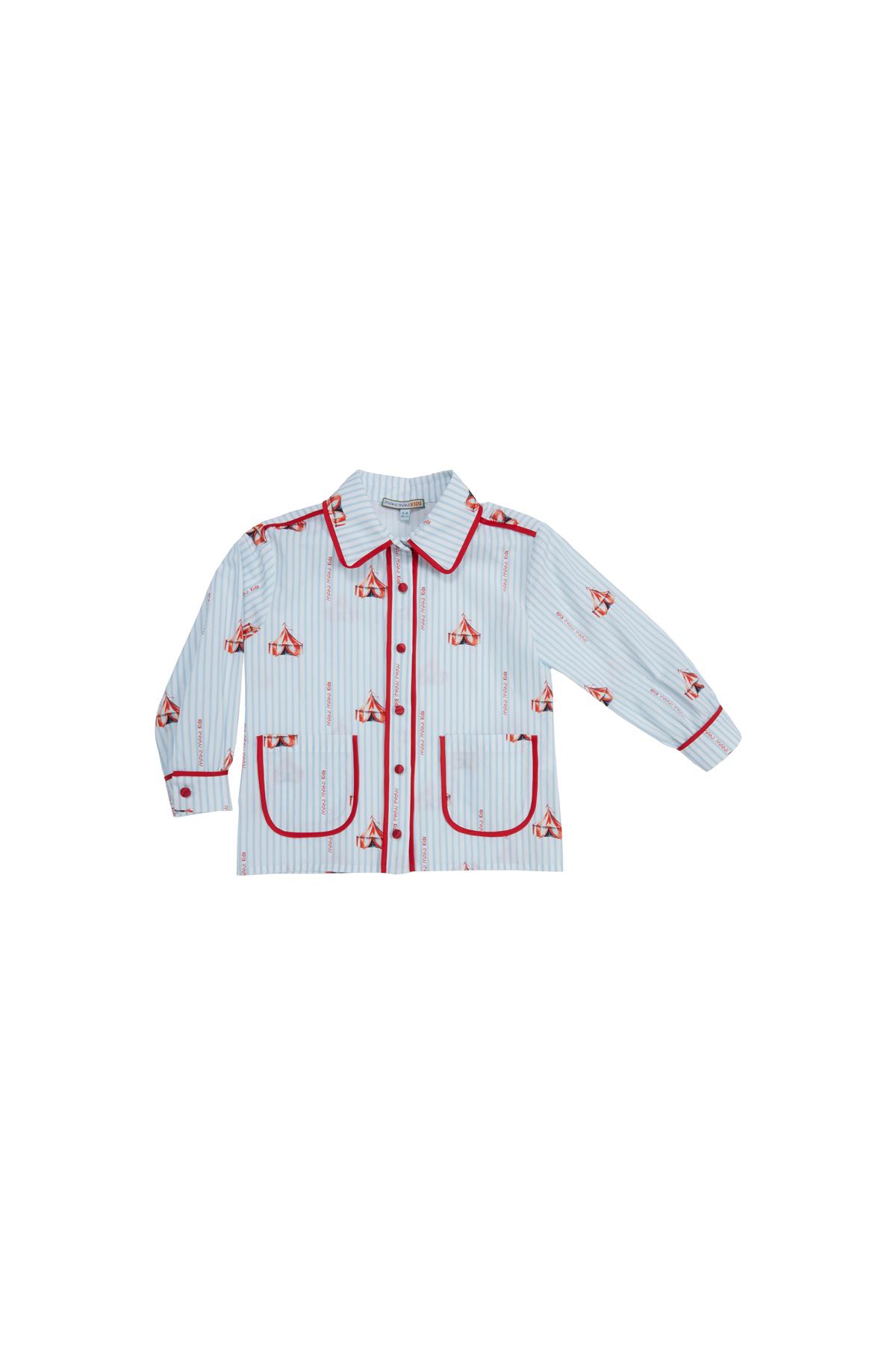 Desenli Önü Cepli Pijama Üstü