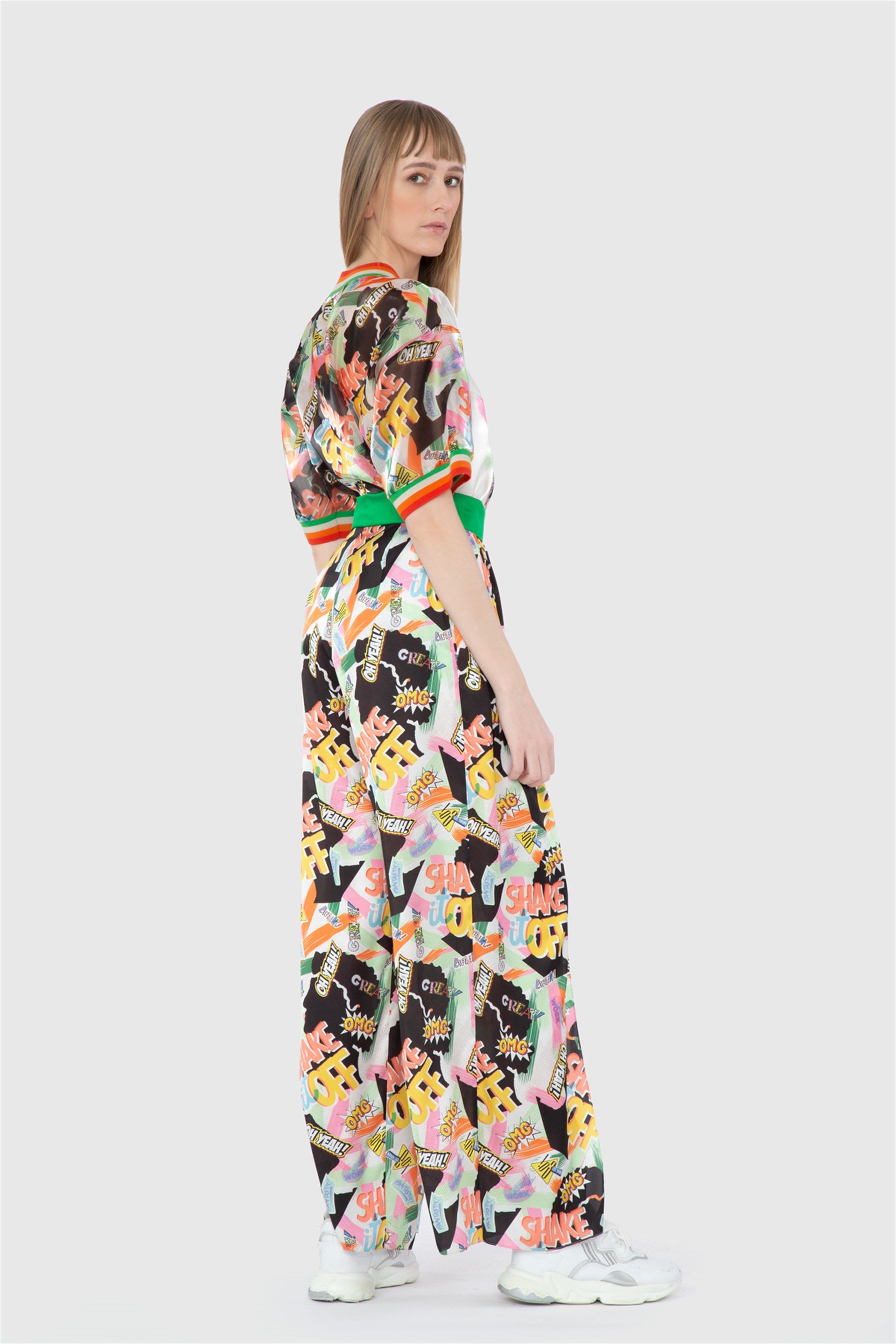 Patterned Satin Slit Original Trousers