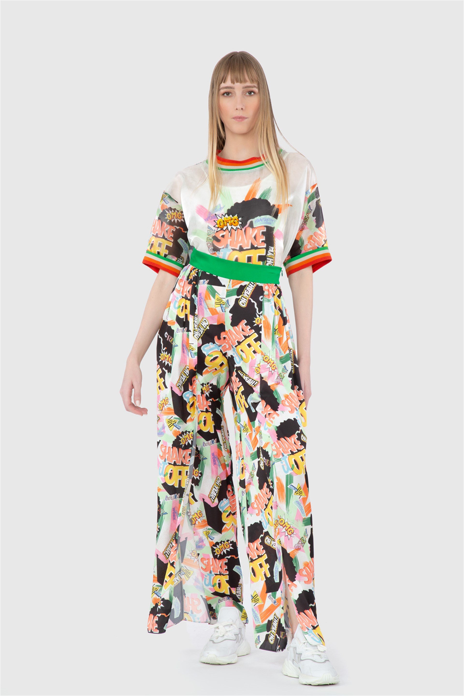 Patterned Satin Slit Original Trousers