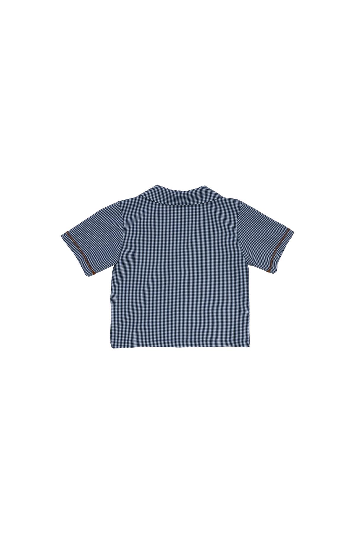 Navy Blue Shirt With Stitching Details And Pockets