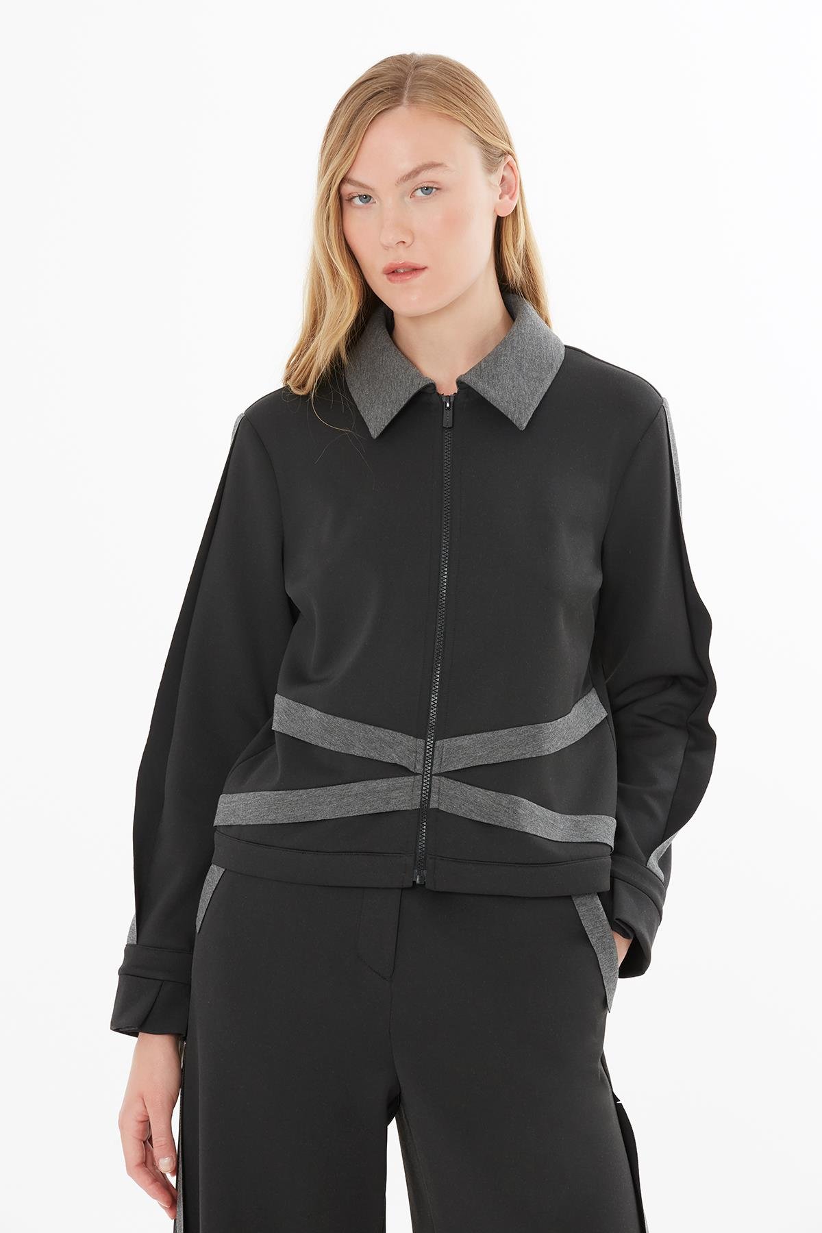 Grey Jacket with Seam Details