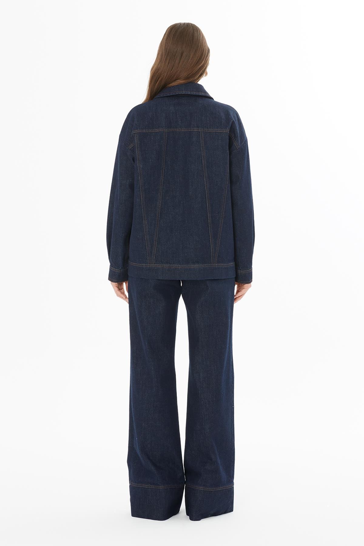 Navy Denim Jacket with Stitch Detail