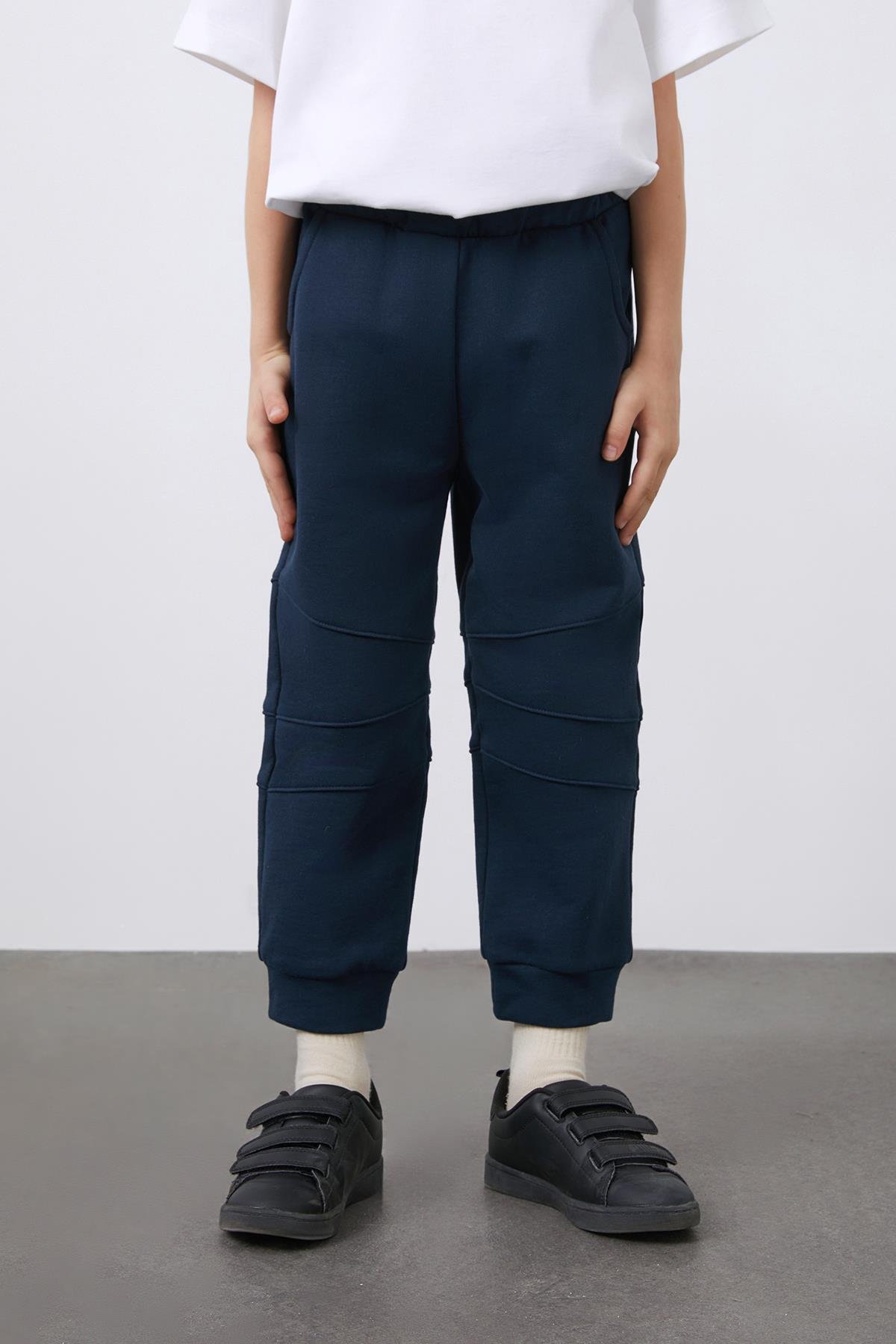 Dikiş Detaylı Lacivert Erkek Çocuk Jogger Pantolon