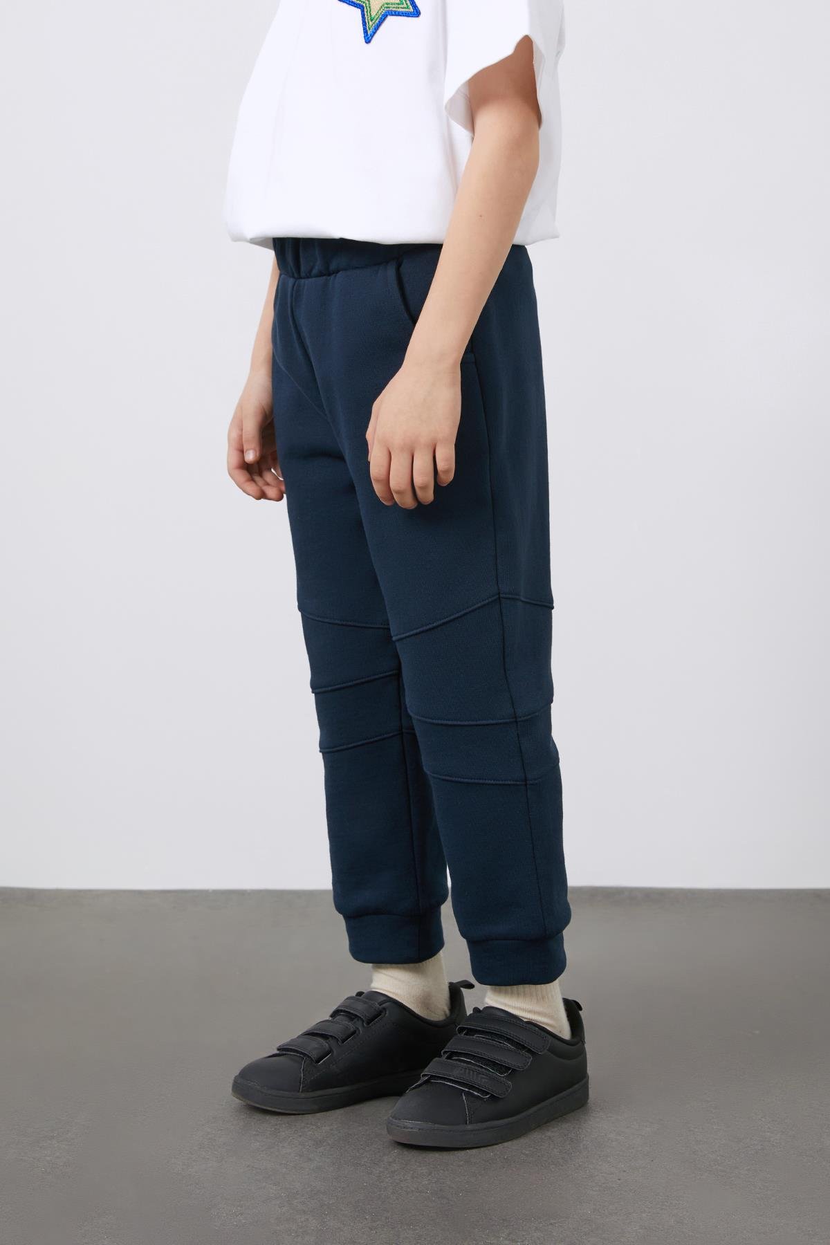 Dikiş Detaylı Lacivert Erkek Çocuk Jogger Pantolon