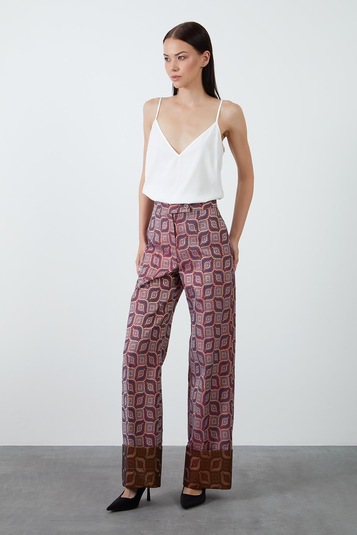 Double Paça Jakarlı Pembe Pantolon