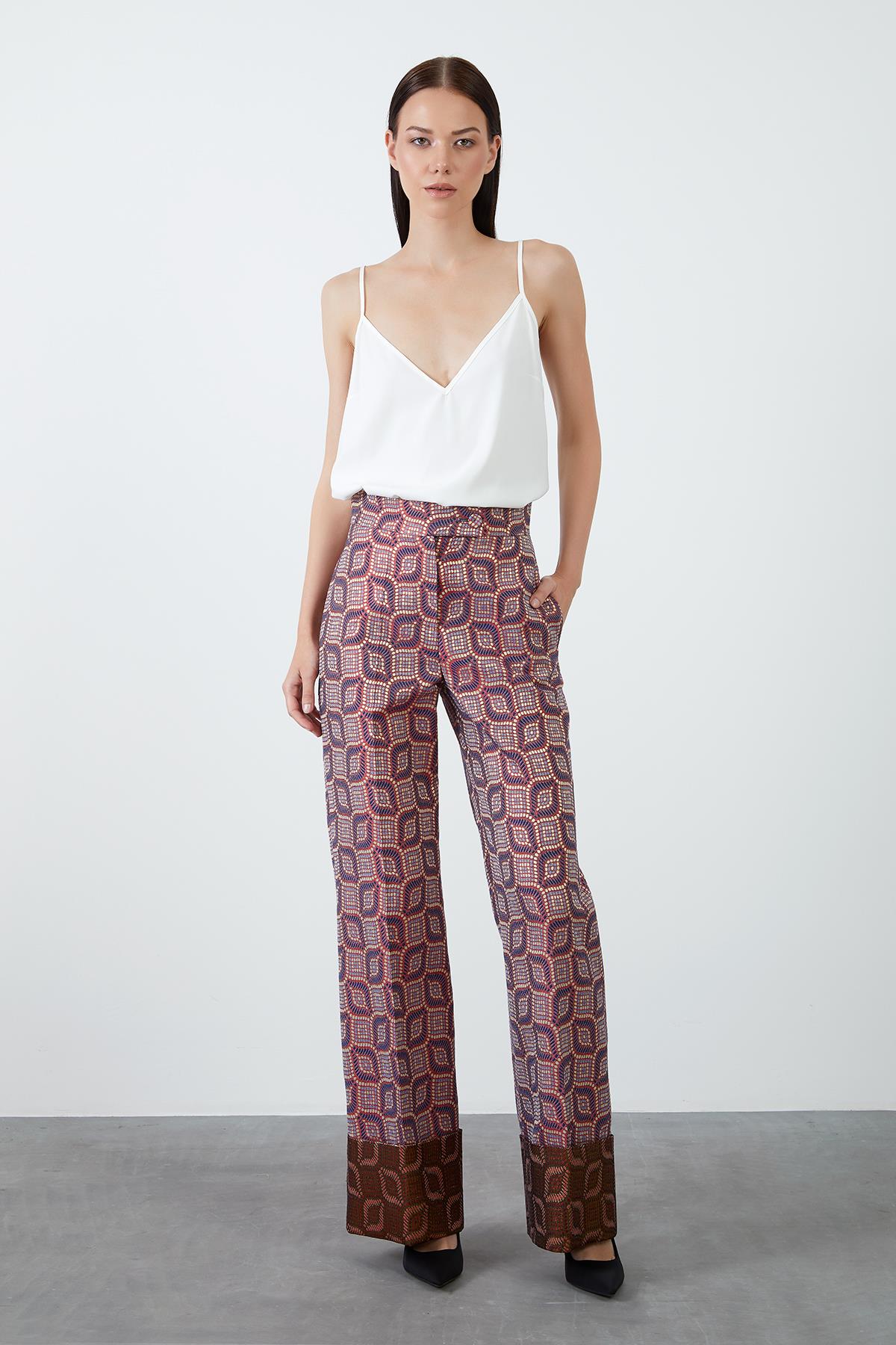 Double Paça Jakarlı Pembe Pantolon