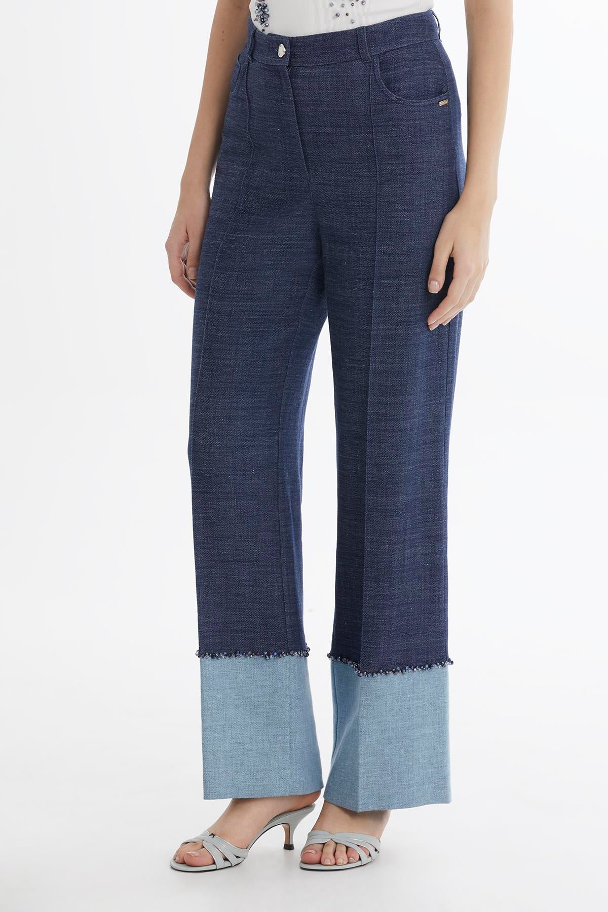Double Paça Keten Pantolon