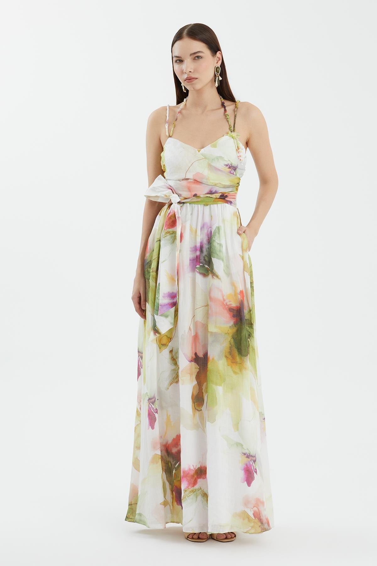 Embroidered Floral Print Dress