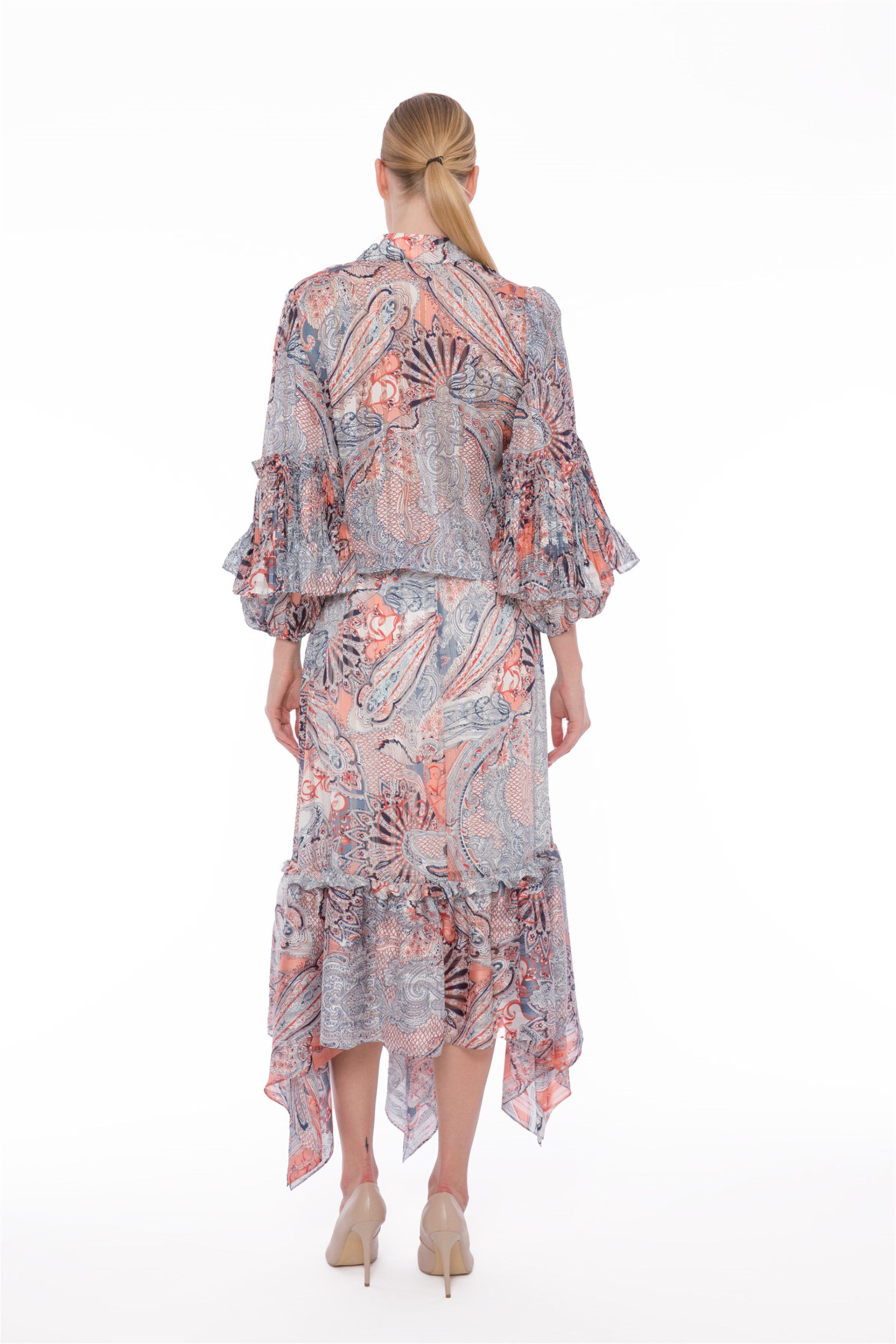 Hemline Handkerchief Cut Frilled Red Skirt