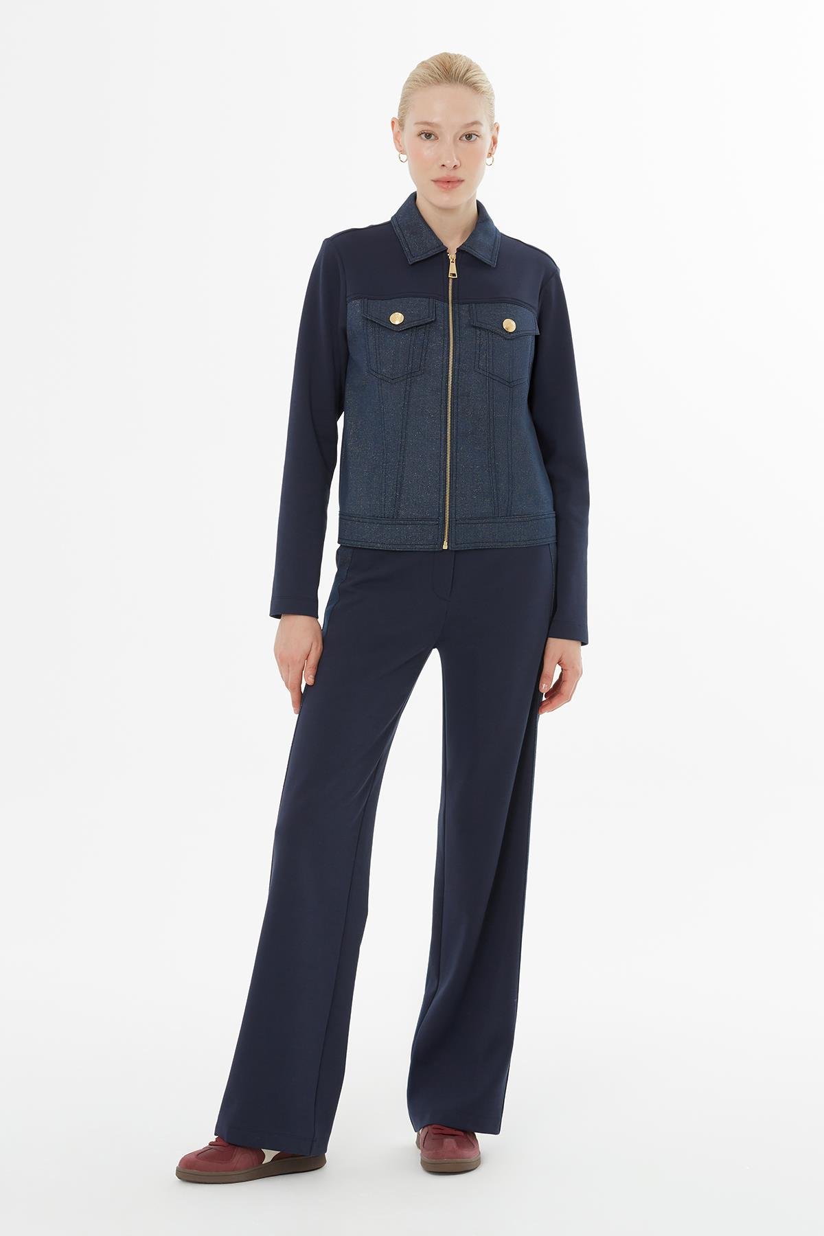 Fermuarlı Kapuşonlu Lacivert Eşofman Takımı