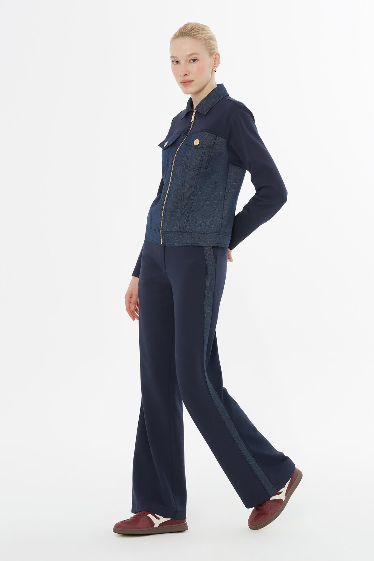 Fermuarlı Kapuşonlu Lacivert Eşofman Takımı