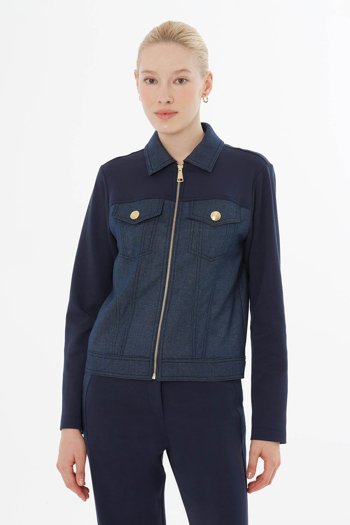 Fermuarlı Kapuşonlu Lacivert Eşofman Takımı