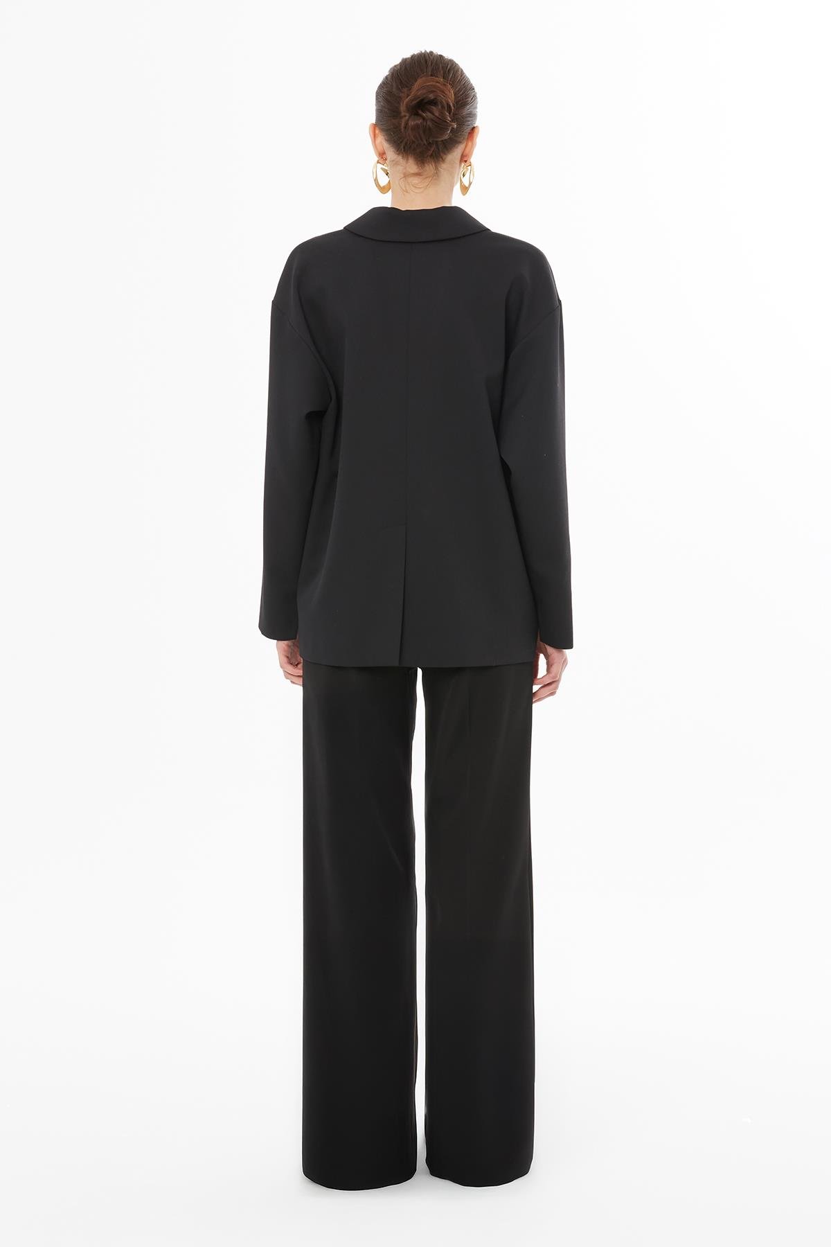 Black Single-Breasted Jacket with Welt Pocket