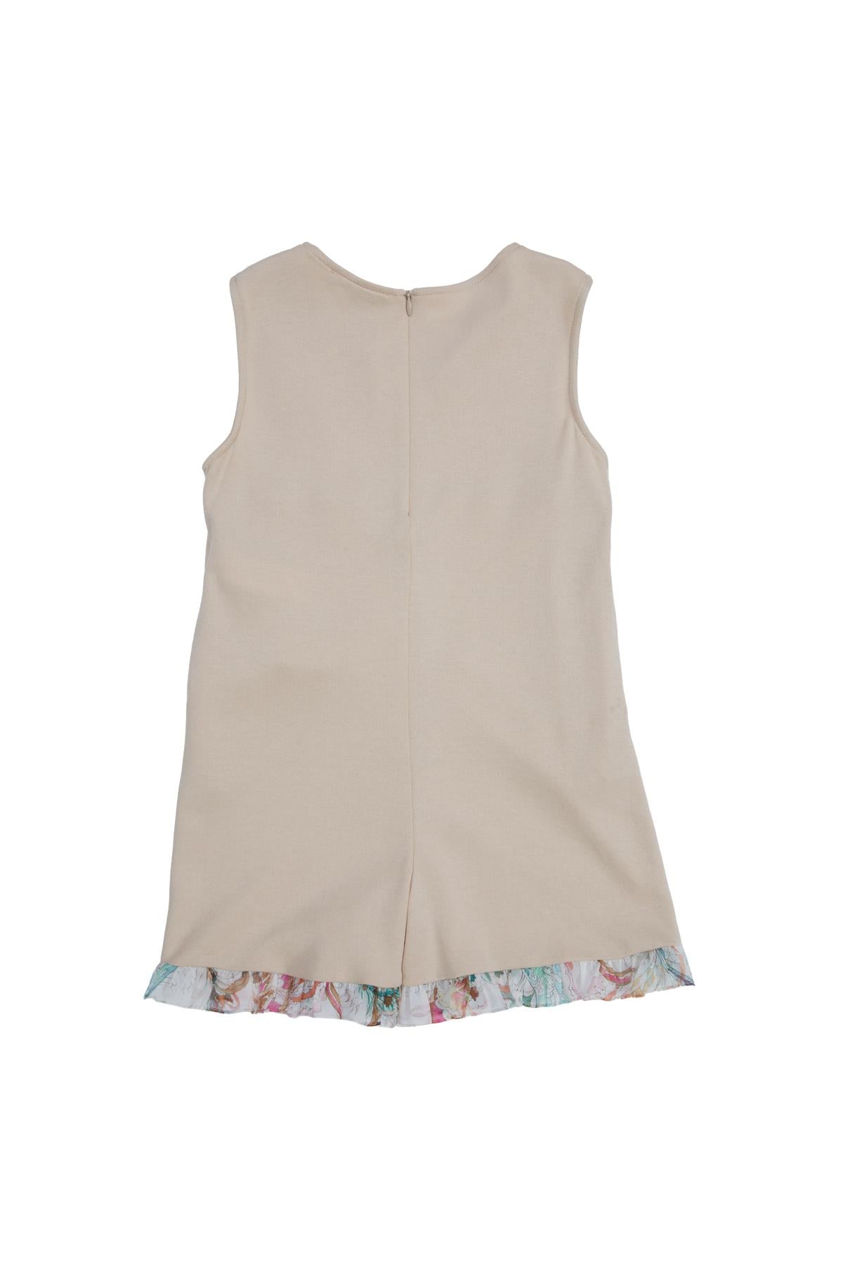 Beige Jumpsuit With Frill Detail And Zippered Back