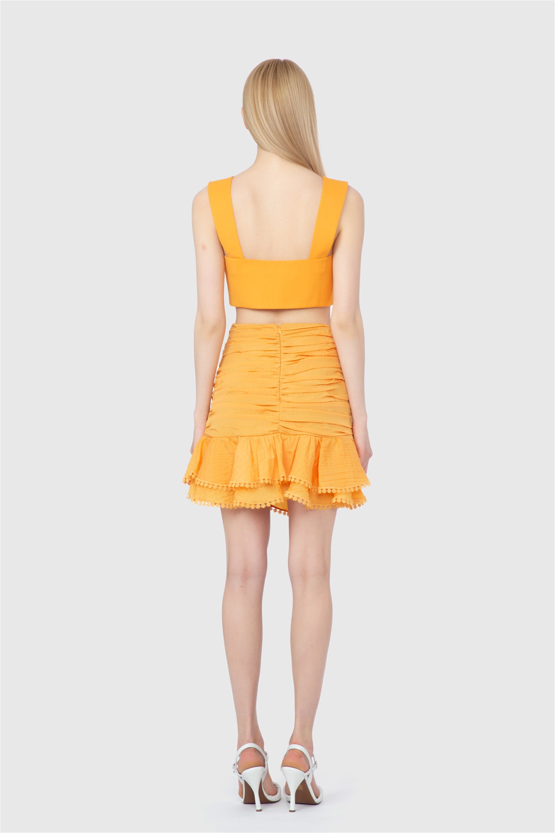 Fırfırlı Mini Turuncu Etek