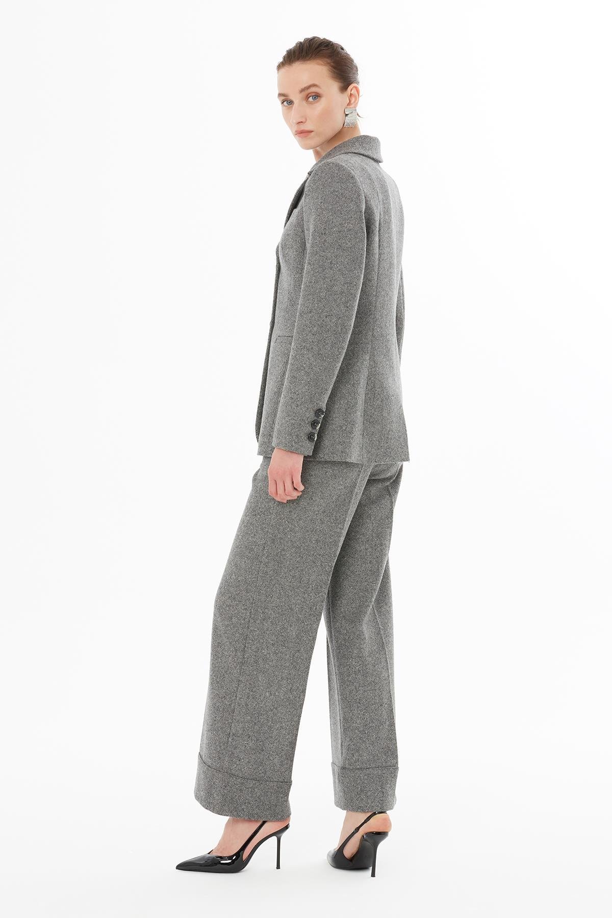 Grey Padded Jacket with Welt Pocket Detail