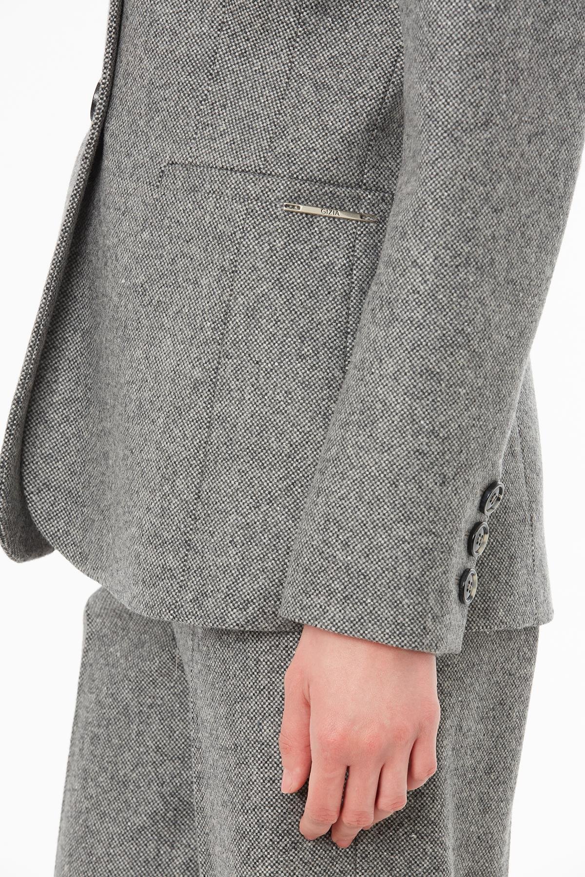 Grey Padded Jacket with Welt Pocket Detail
