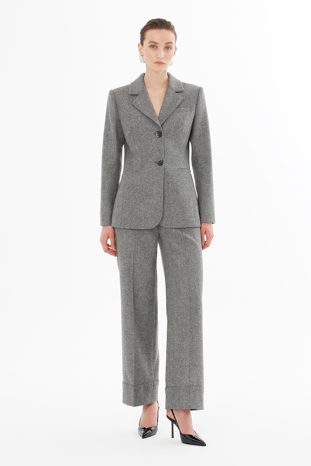 Grey Padded Jacket with Welt Pocket Detail