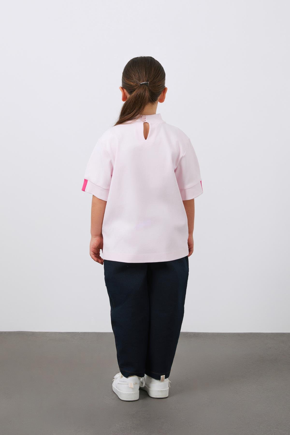 Garni Ve Nakış Detaylı Kız Çocuk Tshırt