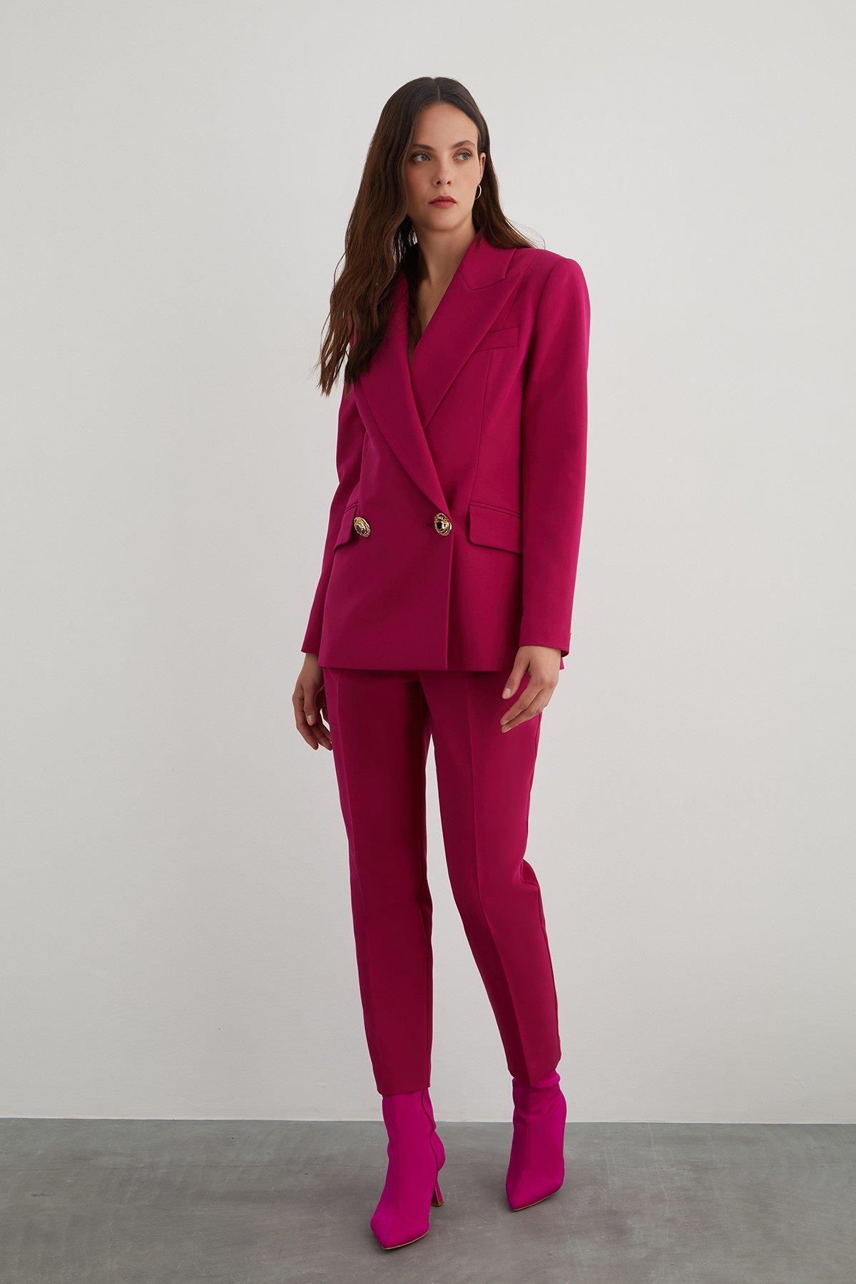 Gold Button Detail Burgundy Jacket