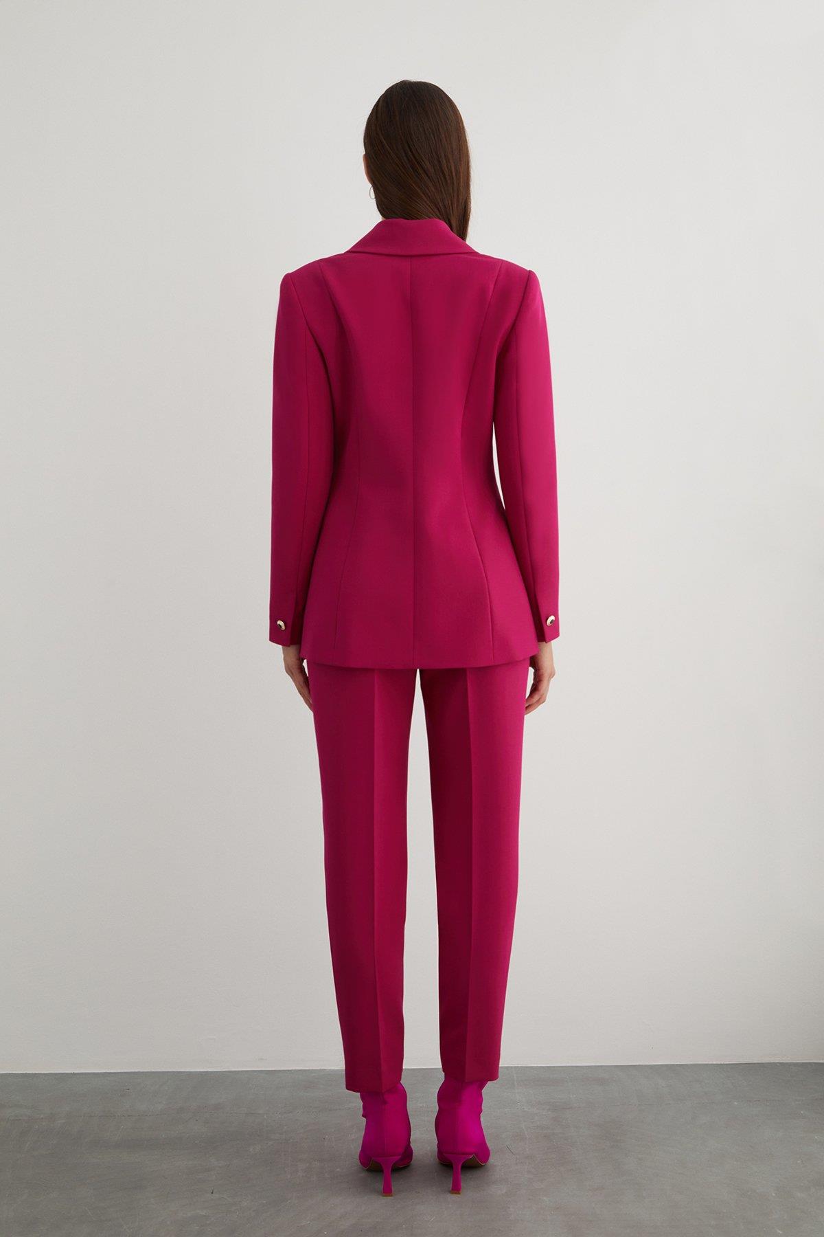 Gold Button Detail Burgundy Jacket