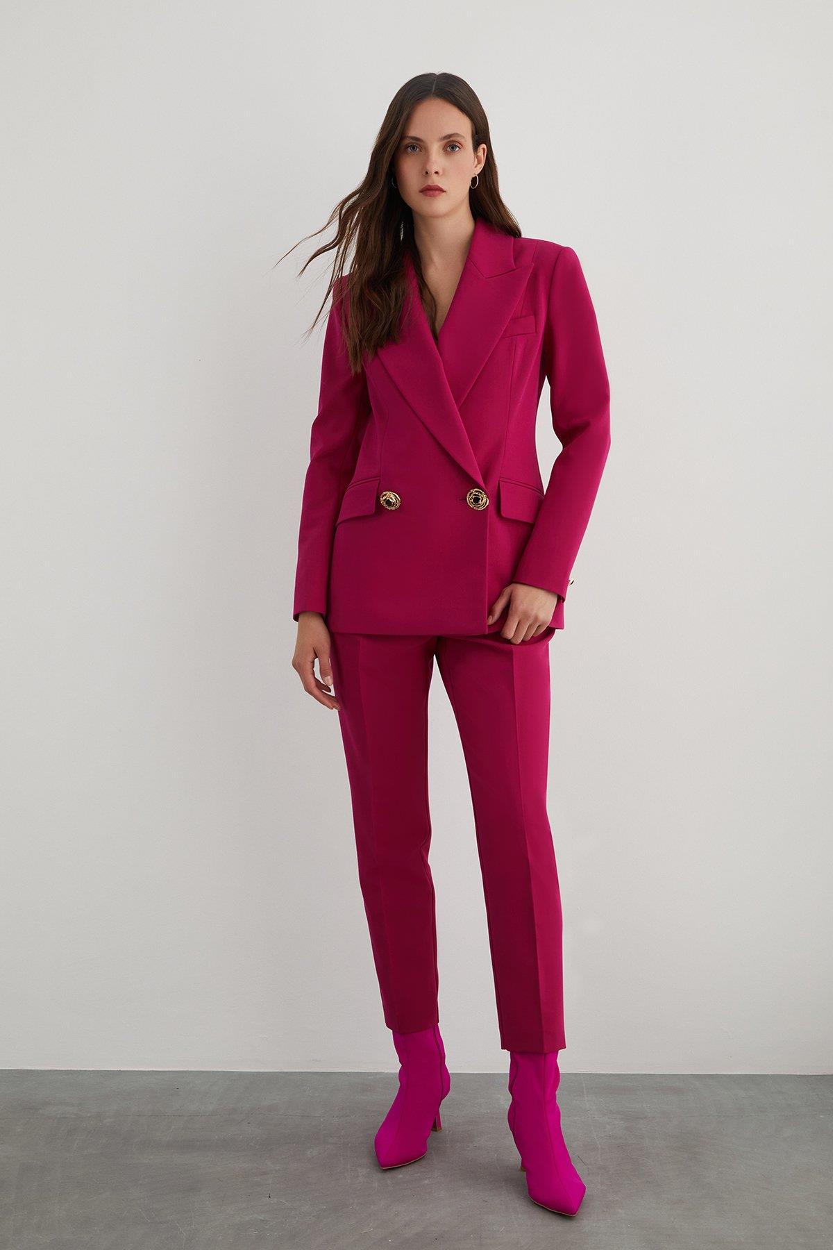 Gold Button Detail Burgundy Jacket