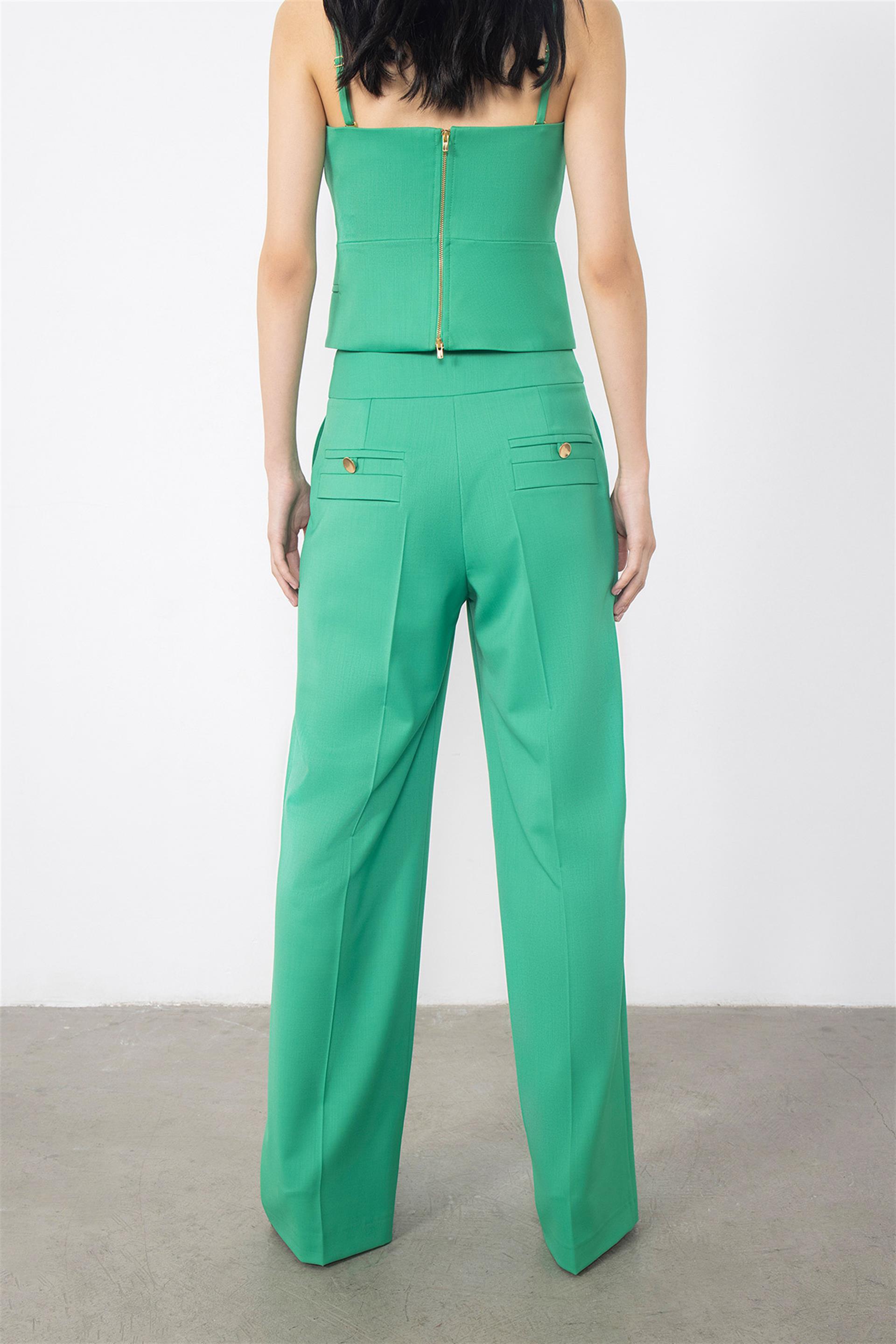 Orange Trousers with Gold Button Detail Flato Pockets