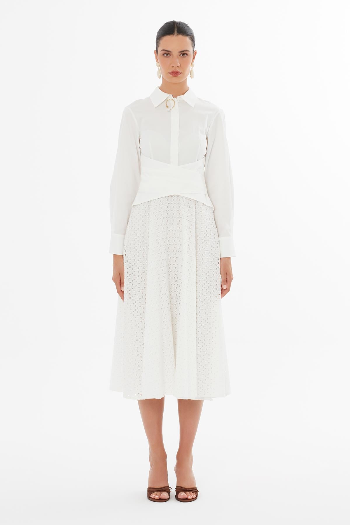 Ecru Collared Maxi Dress