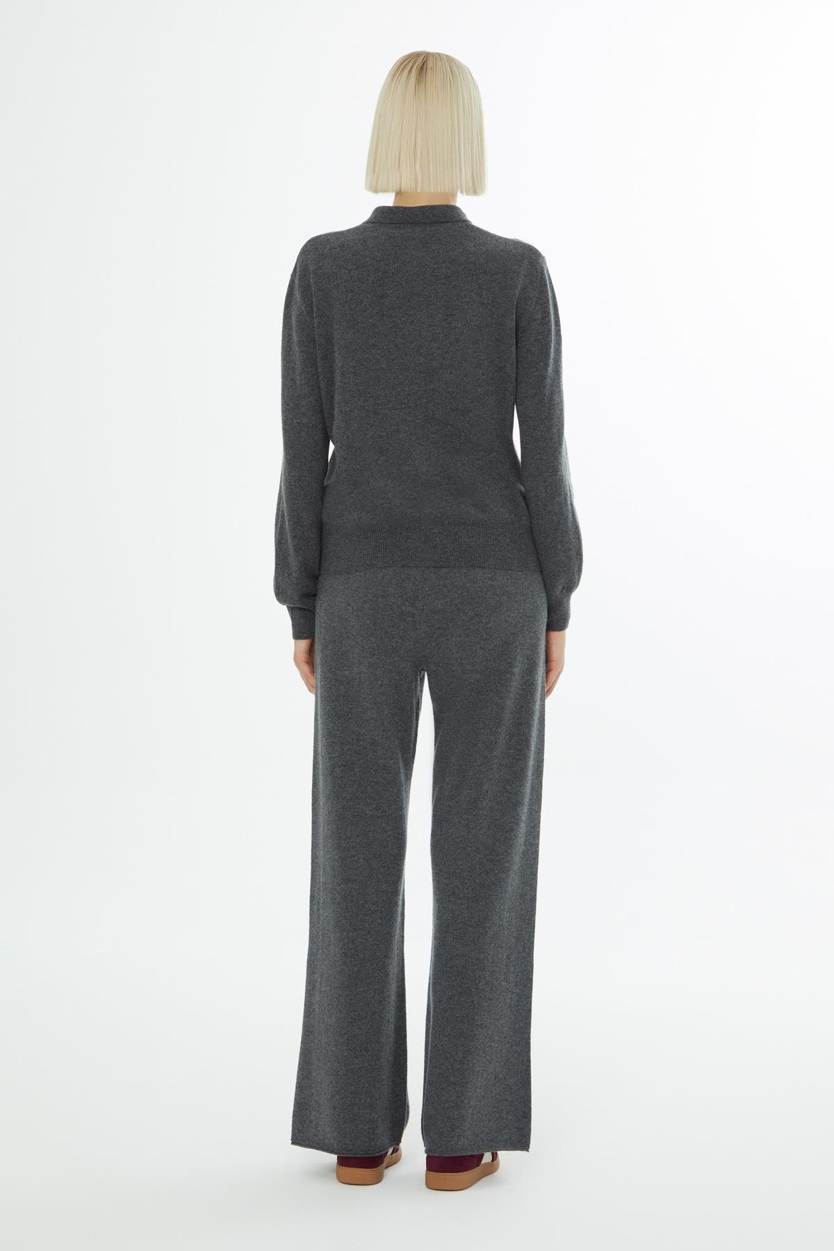 Gömlek Yaka Fermuar Kapamalı Uzun Kollu Hırka