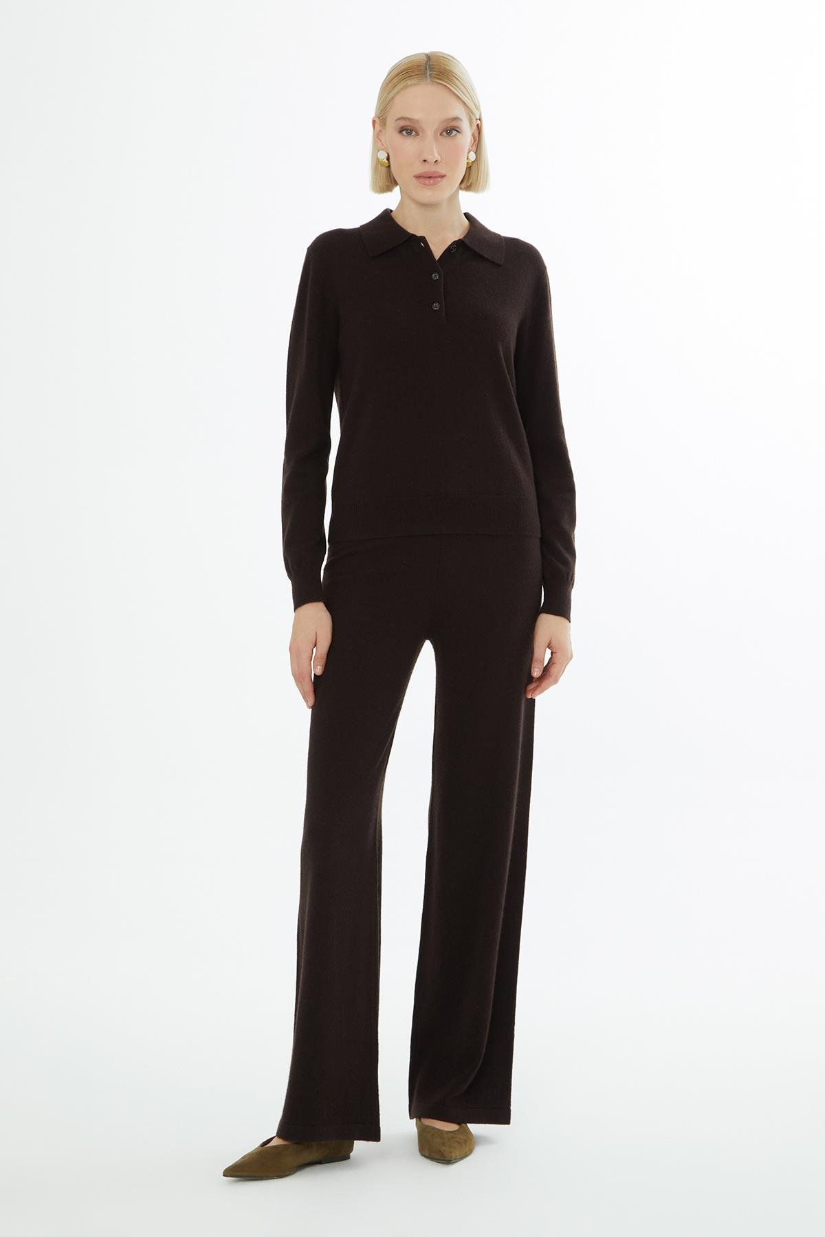 Gömlek Yakalı Düğme Kapamalı Kazak