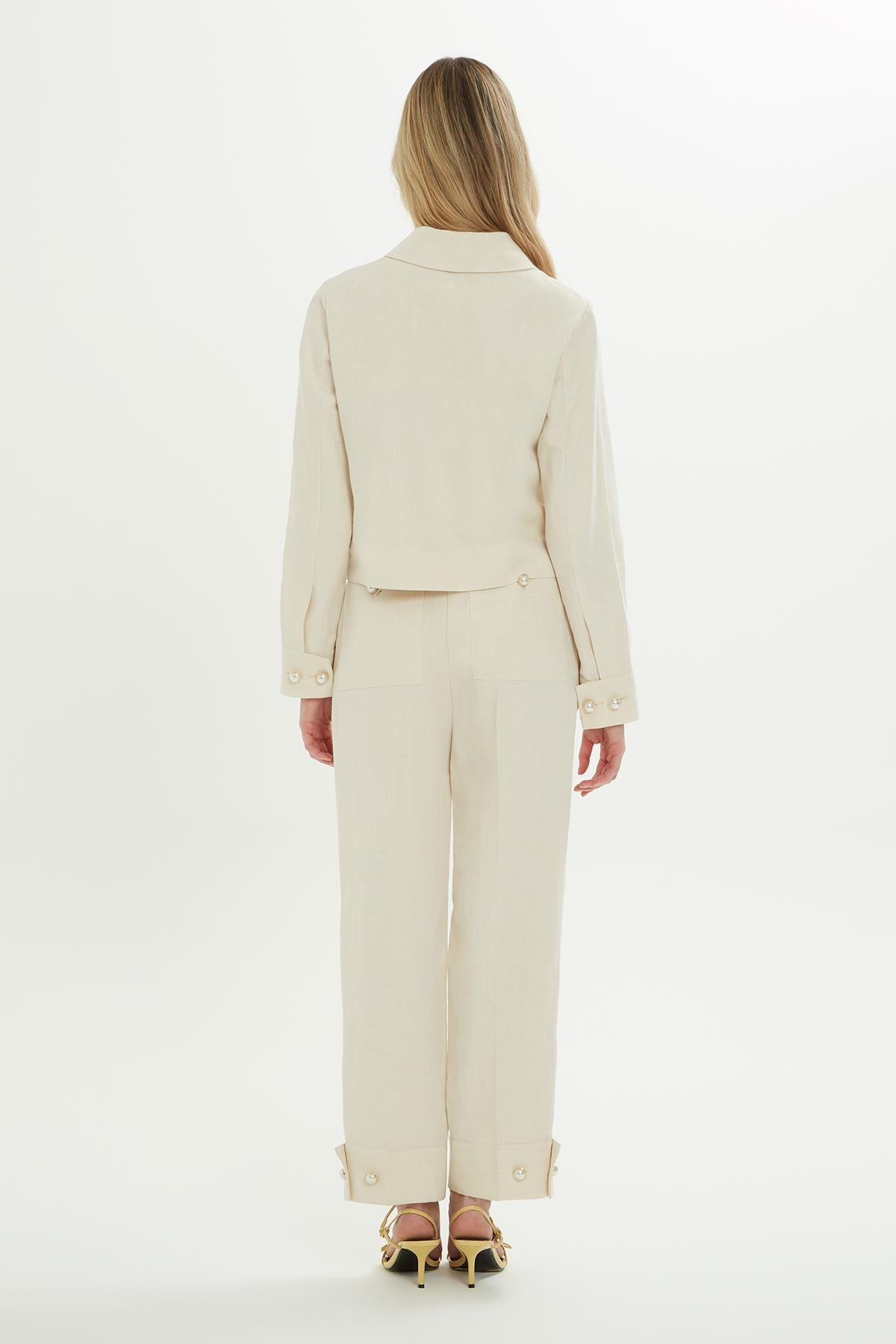 GÖMLEK YAKALI MANŞETLİ PENSLİ CEKET