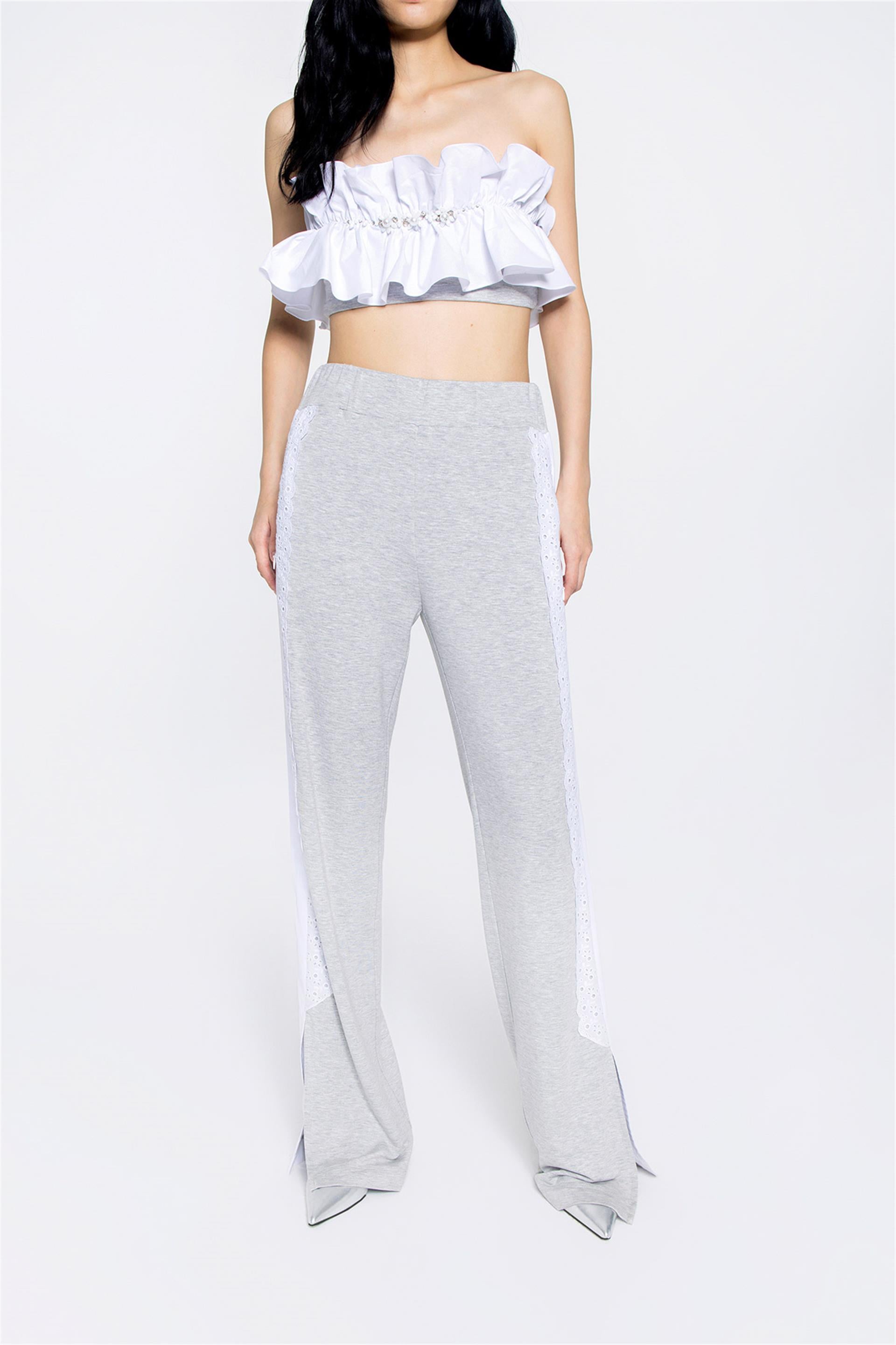 Grey Tracksuit With Hidden Zipper Leg Slits and Tires