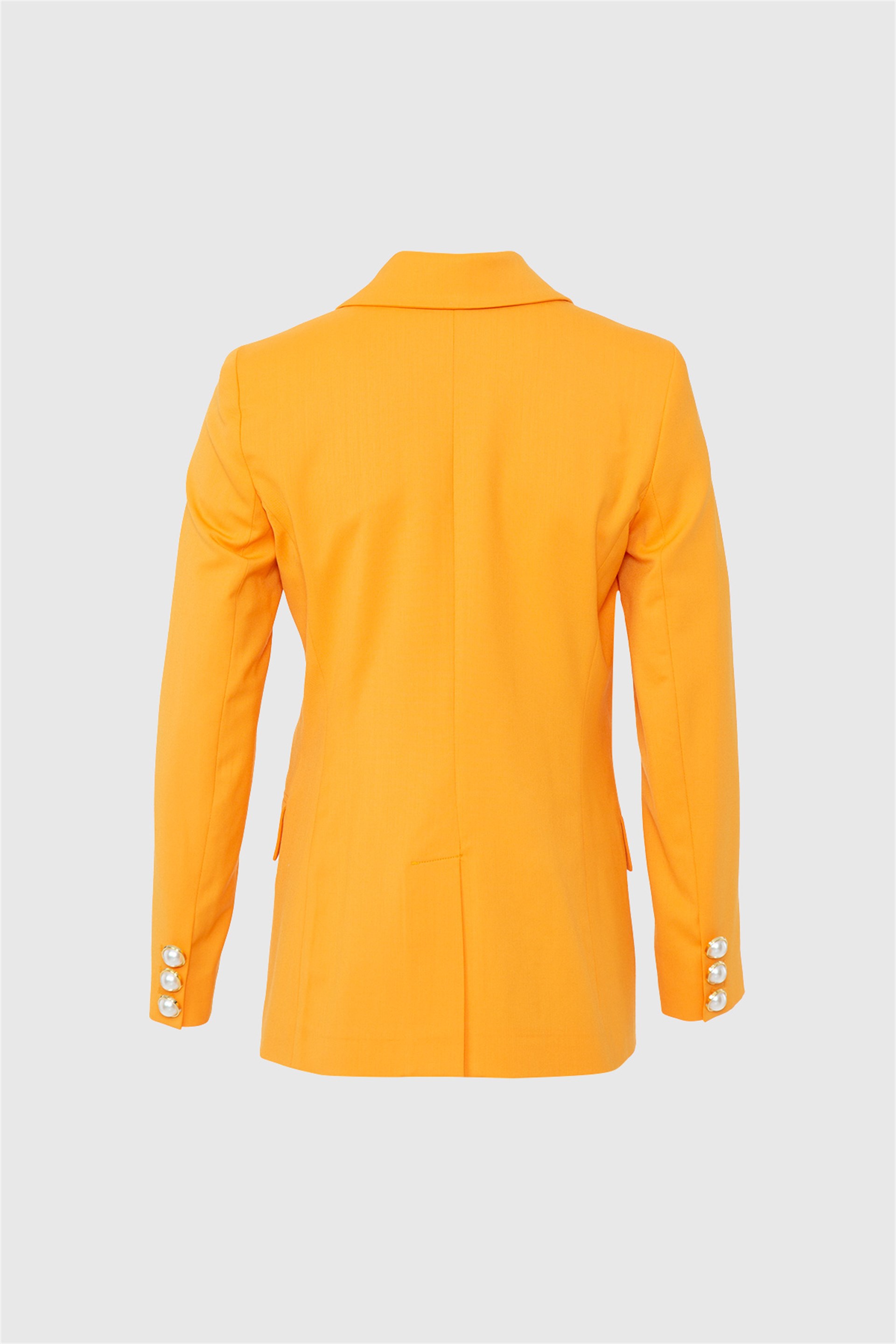 İnci Düğme Detaylı Rahat Kesim Turuncu Blazer Ceket