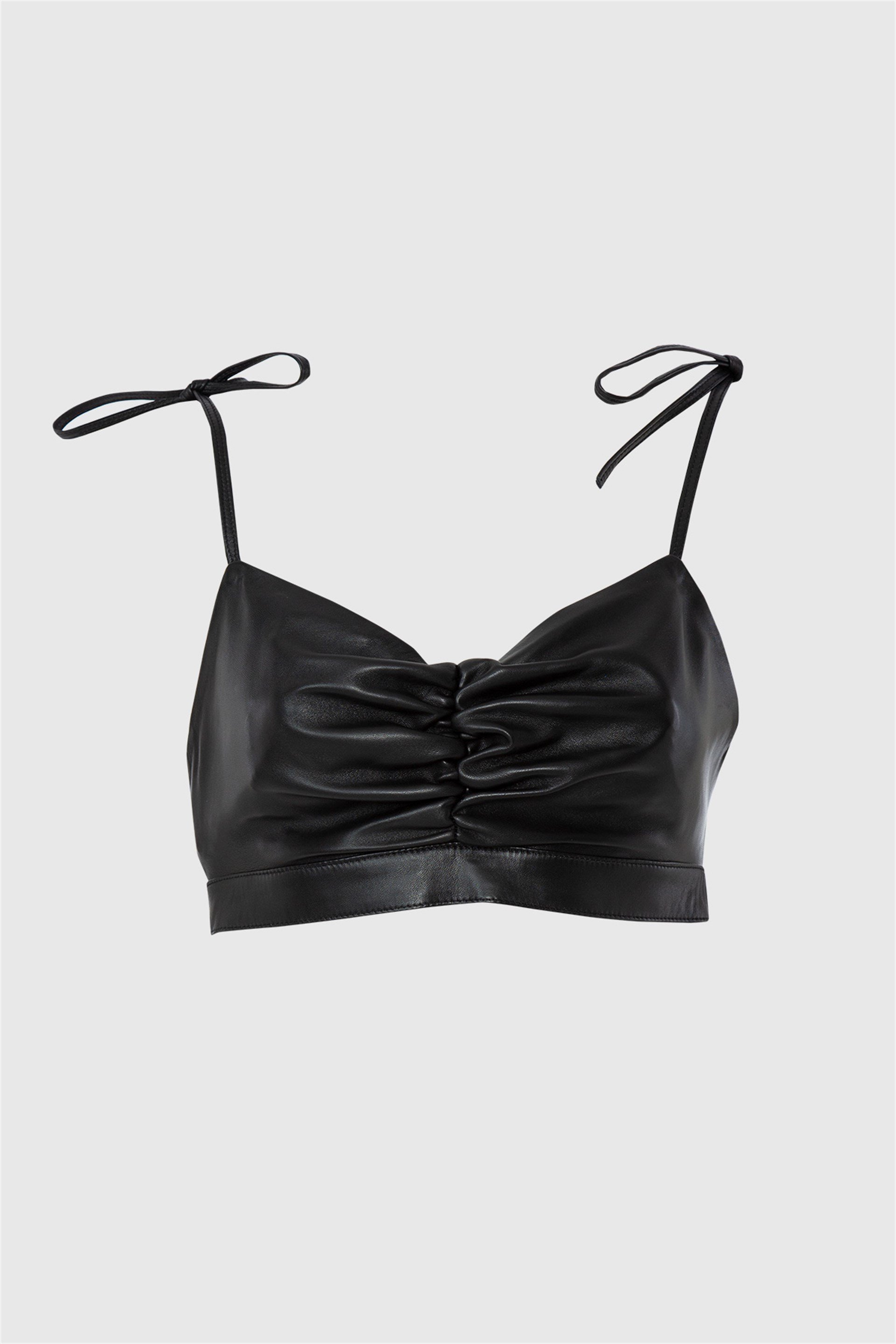String Tie Strap Black Blouse