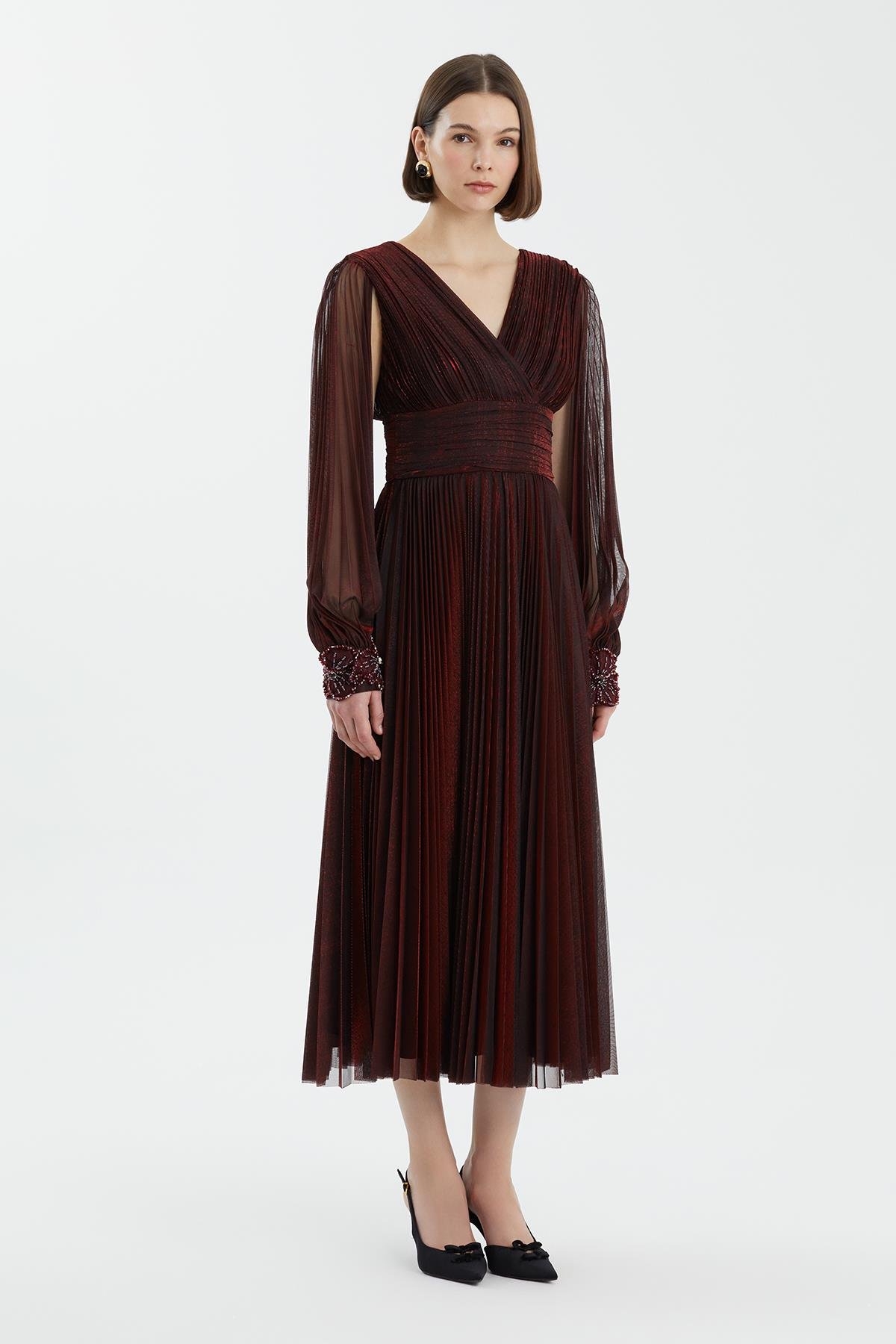 Red Embellished Maxi Dress
