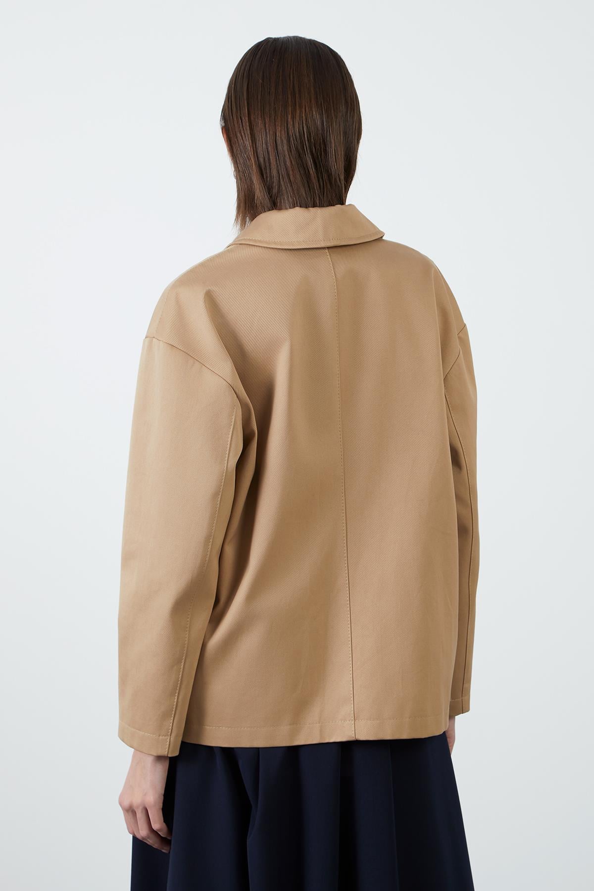İşleme Detaylı Kahverengi Blazer Ceket