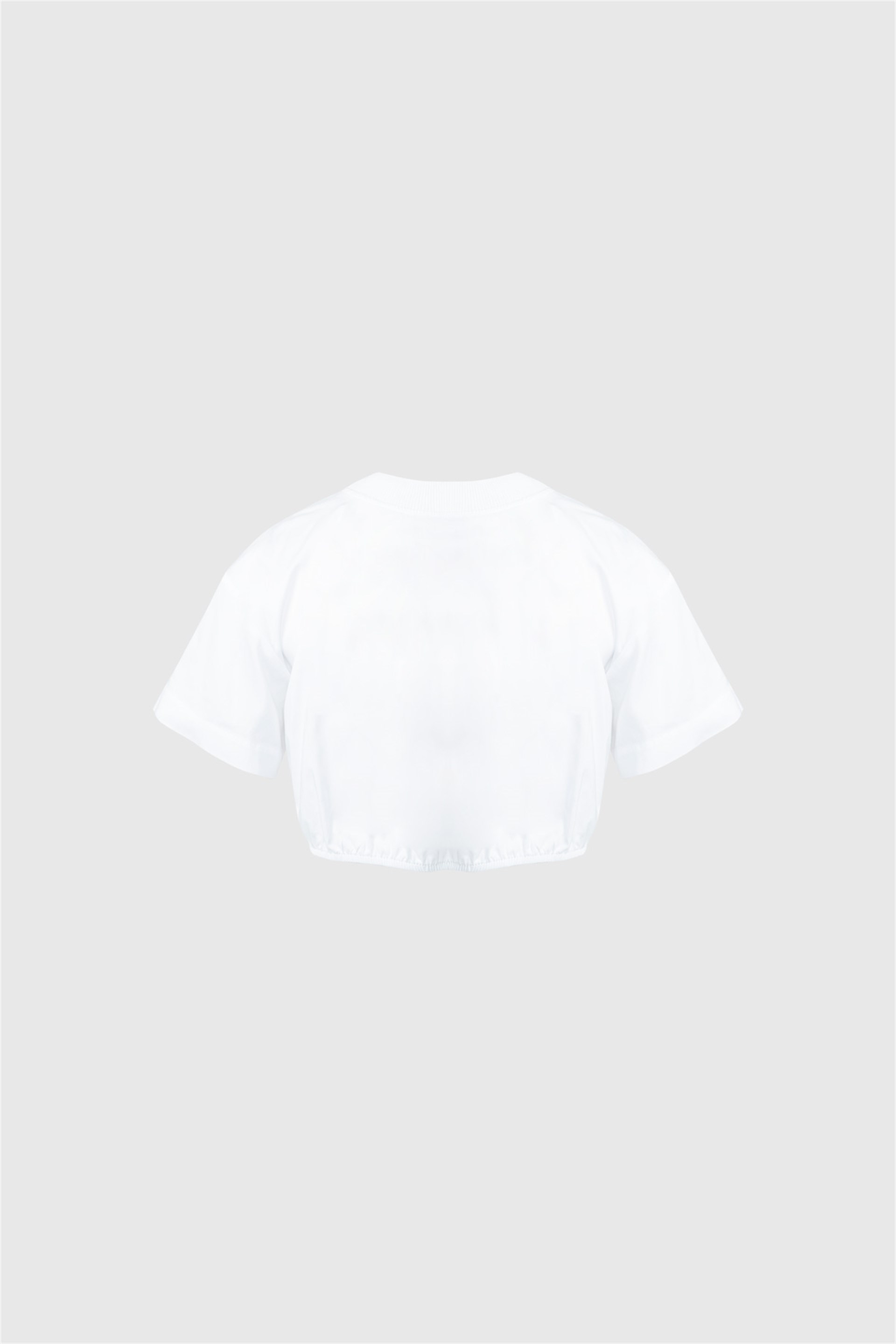 Embroidered Detailed Front Pleated Crop Length Poplin White Blouse