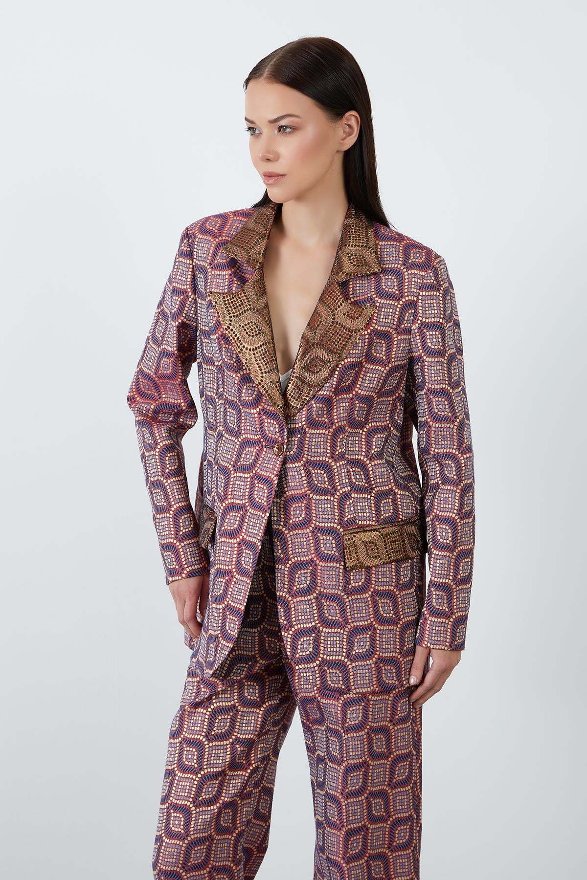 Jakarlı Pembe Blazer Ceket