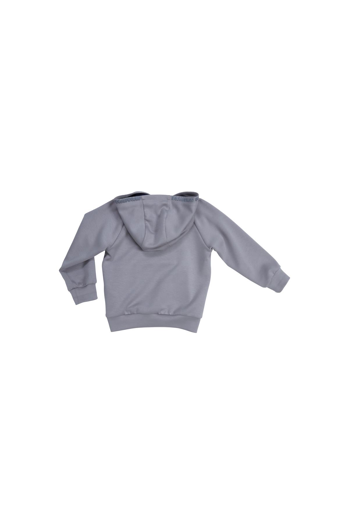 Kapüşonlu Nakış Detaylı Gri SweatShirt
