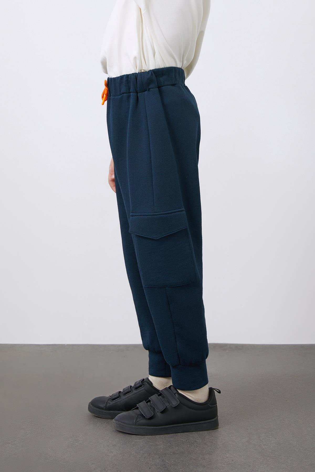 Kargo Cepli Lacivert Jogger Pantolon