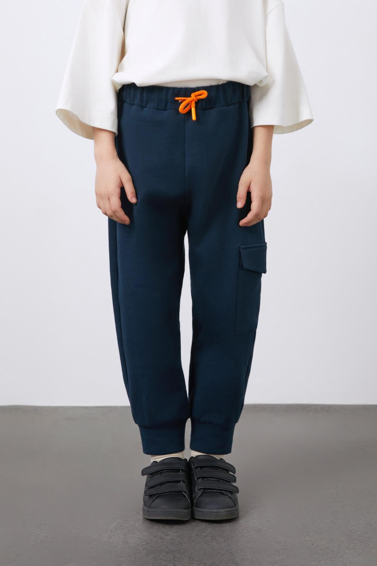 Kargo Cepli Lacivert Jogger Pantolon