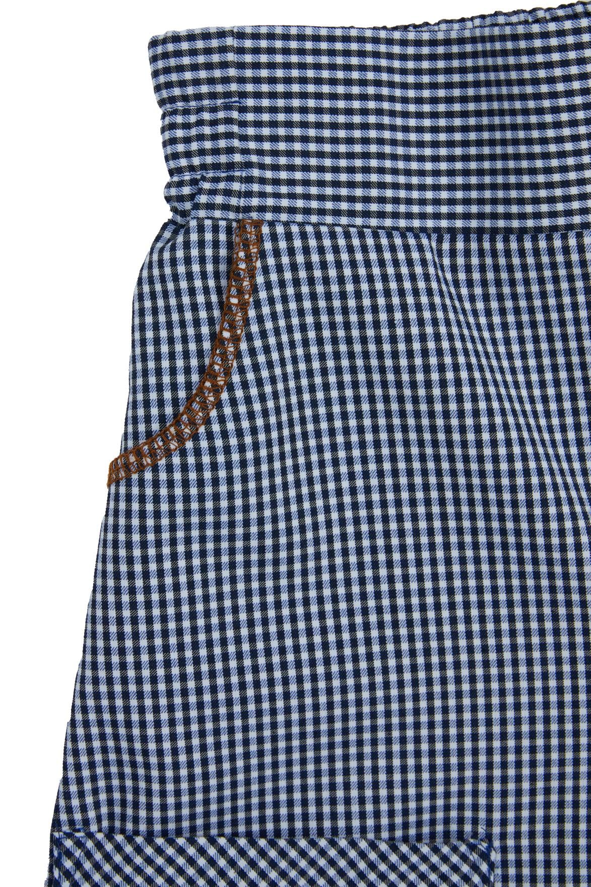 Navy Blue Shorts With Decorative Stitching And Hem Pockets