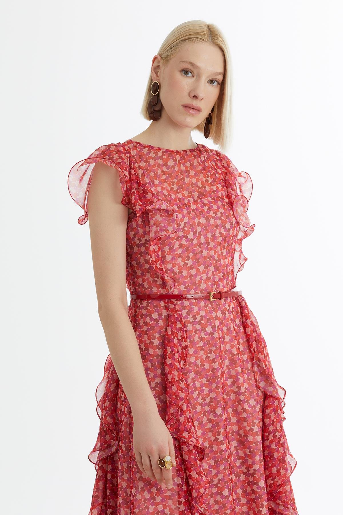 Belted Patterned Dress