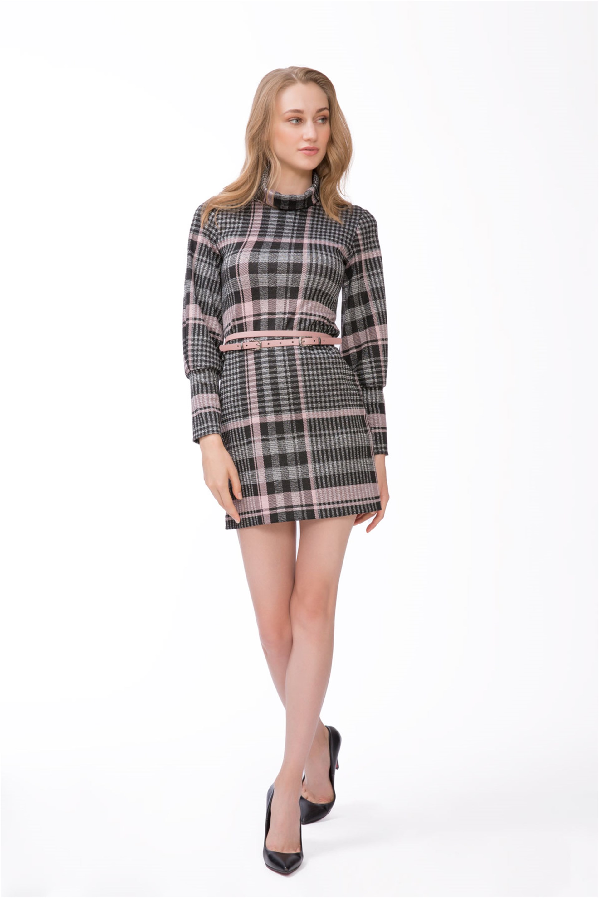 Belted Plaid Dress