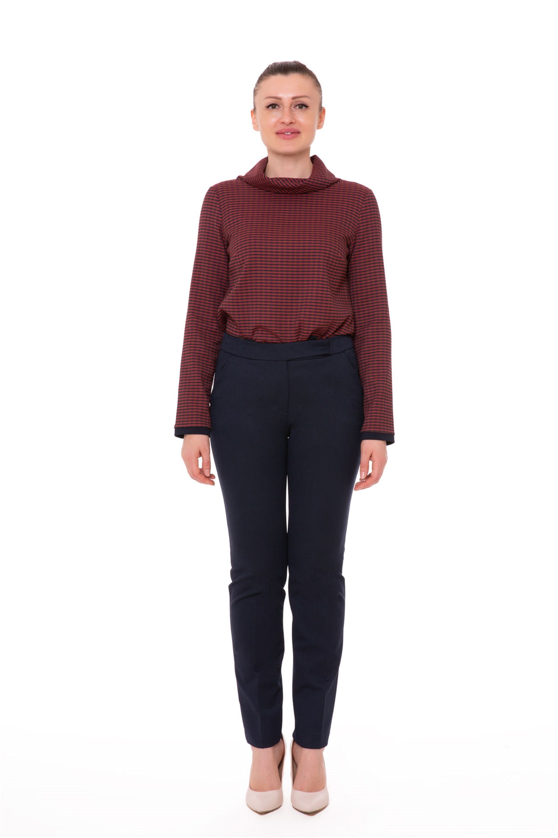 Classic Ankle Length Navy Blue Trousers